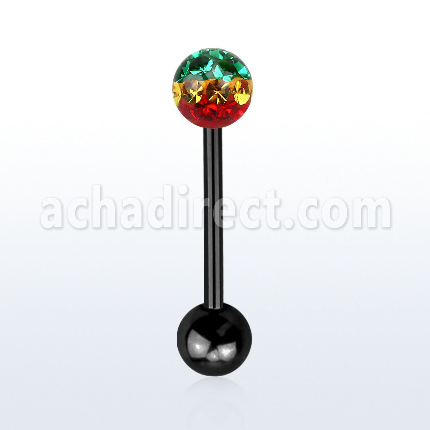 bbtfr6r barbell lengua acero quirurgico anodizado bola multi cristal ferido 6mm rayas colores rasta bola anodizada 6mm distribuidor mayorista