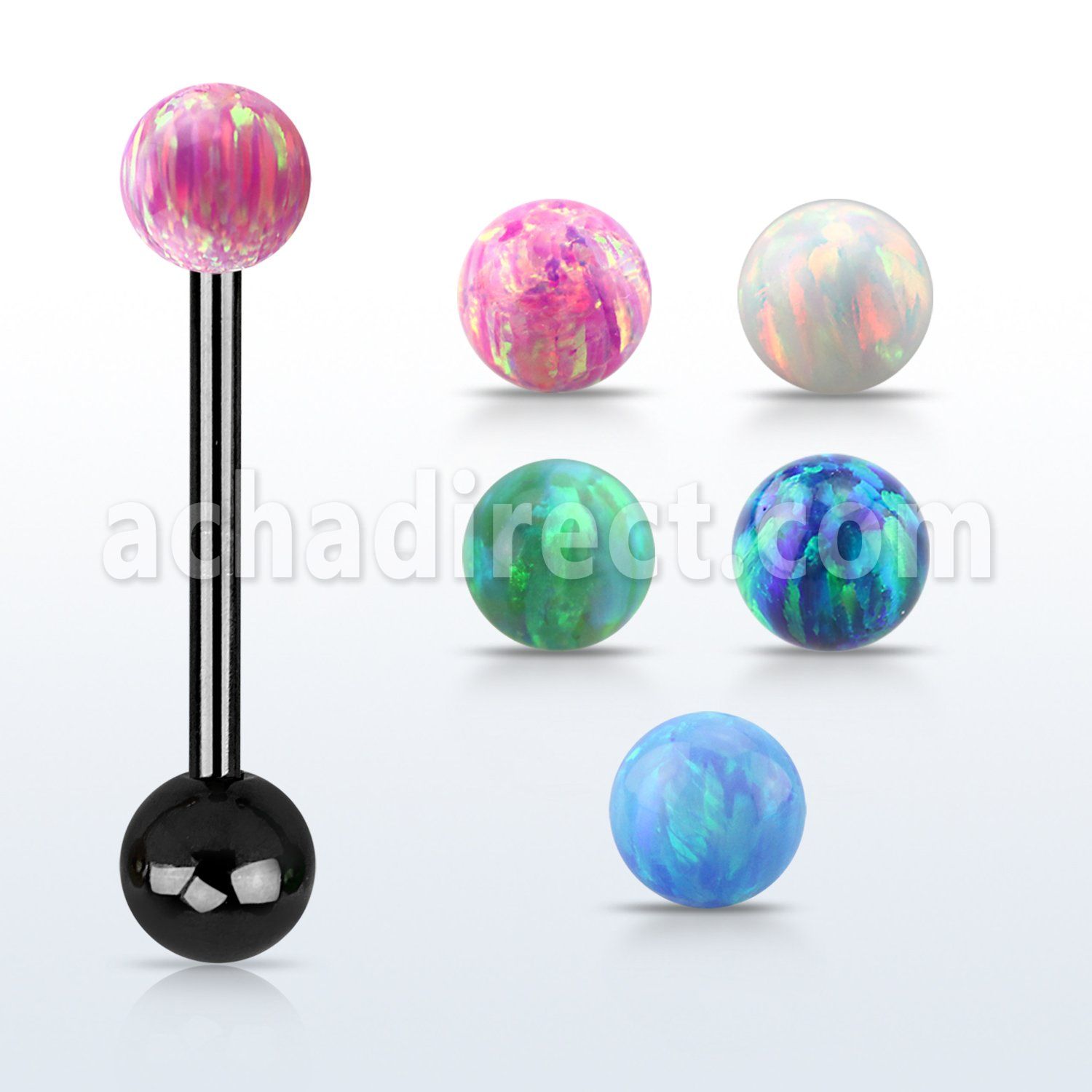 bbtop5 barbell lengua acero quirurgico anodizado bola opalo 5mm bola acero liso 5mm inferior distribuidor