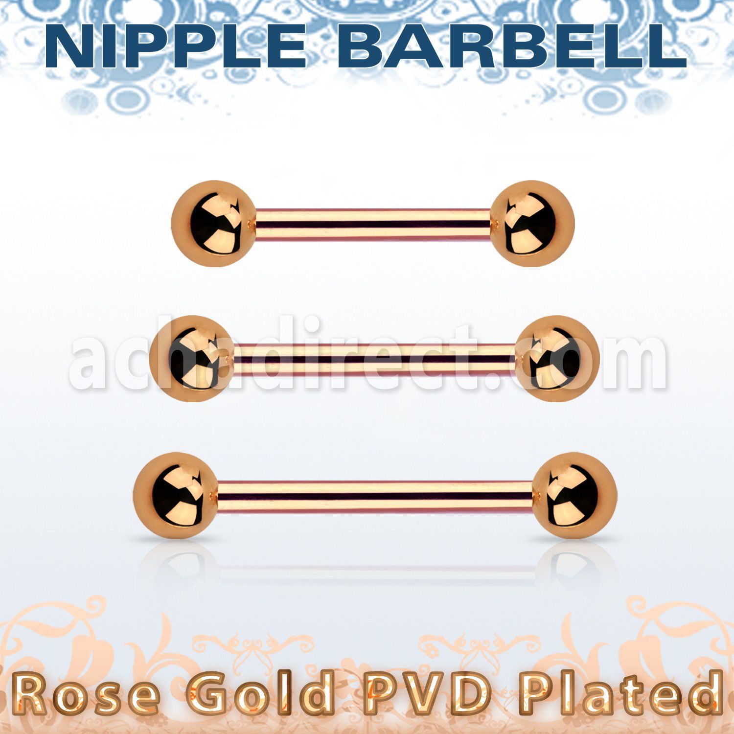 bbttb4 barbell pezon acero 316l pvd oro rosa bolas 4mm venta