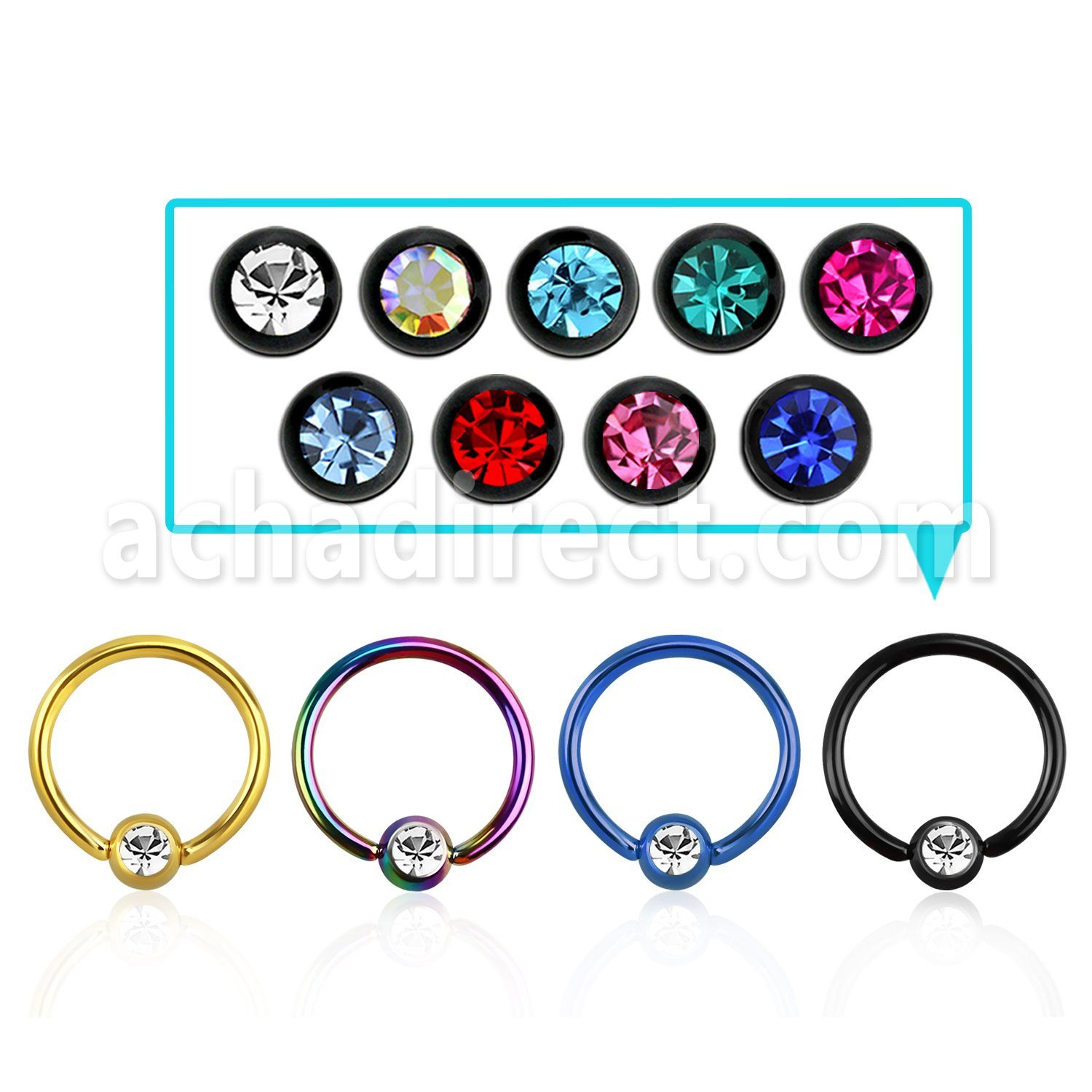 bcetc3 aro bola presion acero quirurgico pvd bola cierre 3mm cristal bisel al por mayor