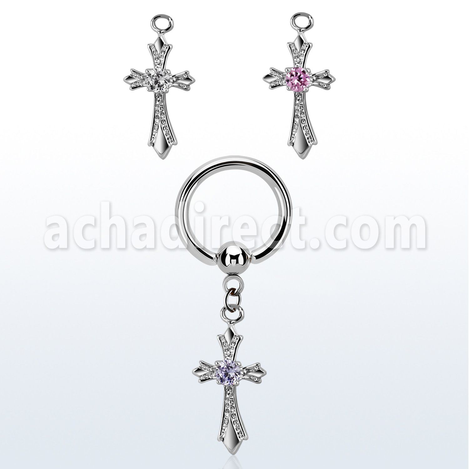 bcrgz379 aro bola presion acero 316l cruz estilo vintage zirconia redonda centro mayorista