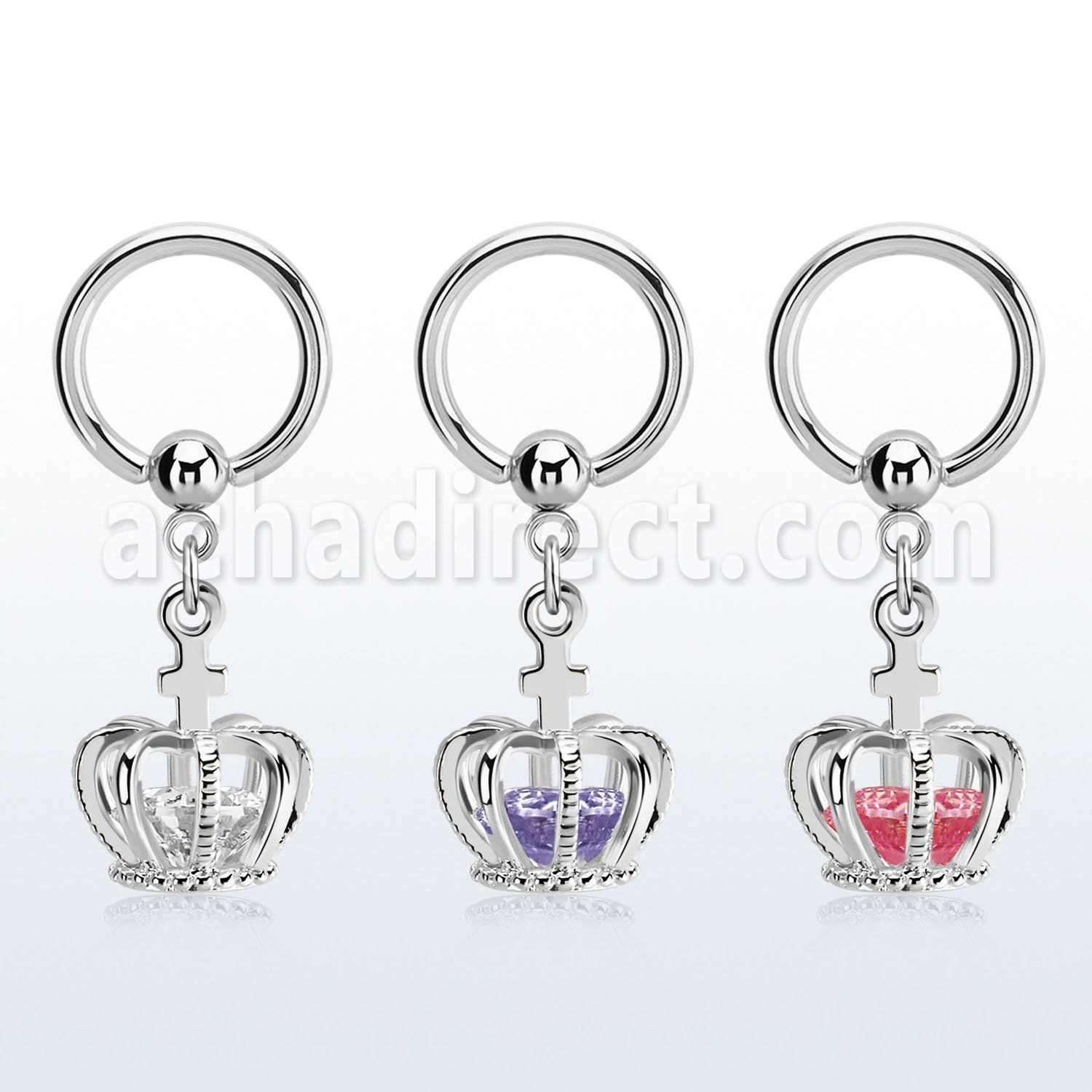 bcrgz590 aro acero quirurgico 316l bola presion colgante corona zirconia plata venta