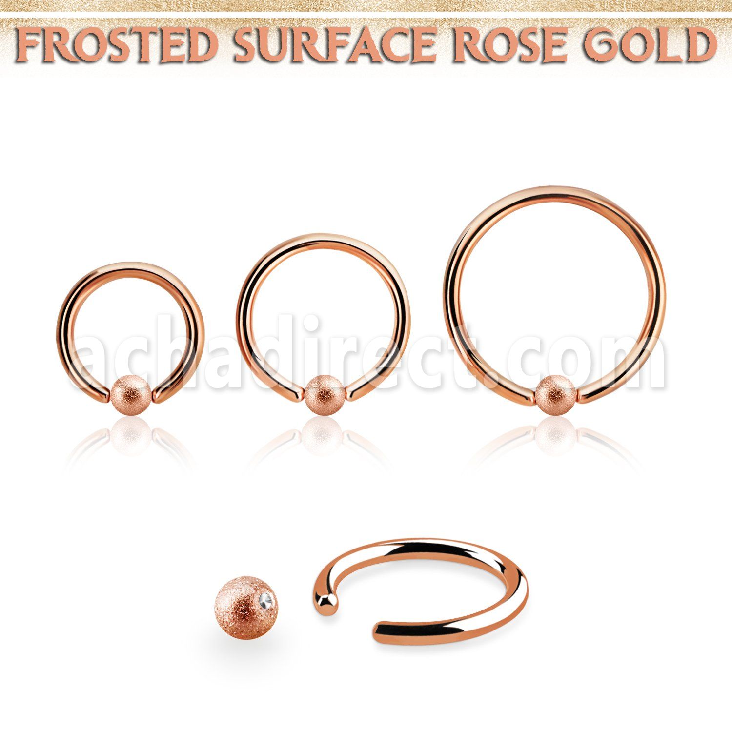 bcrr16f3 aro bola presion acero chapado pvd oro rosa bola acero esmerilado