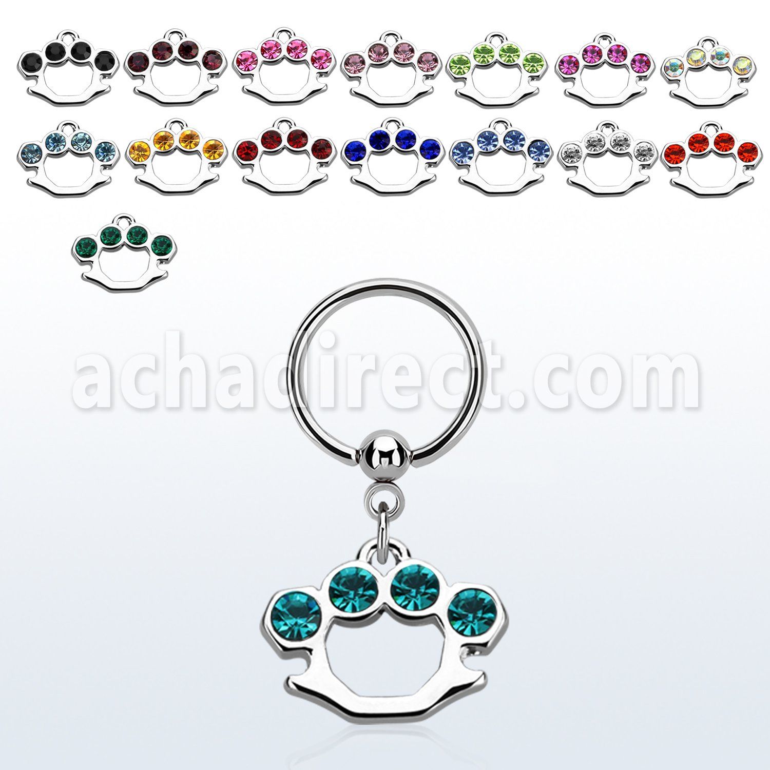 bcrs389 aro bola presion acero 316l puno americado colgado cristal mayorista