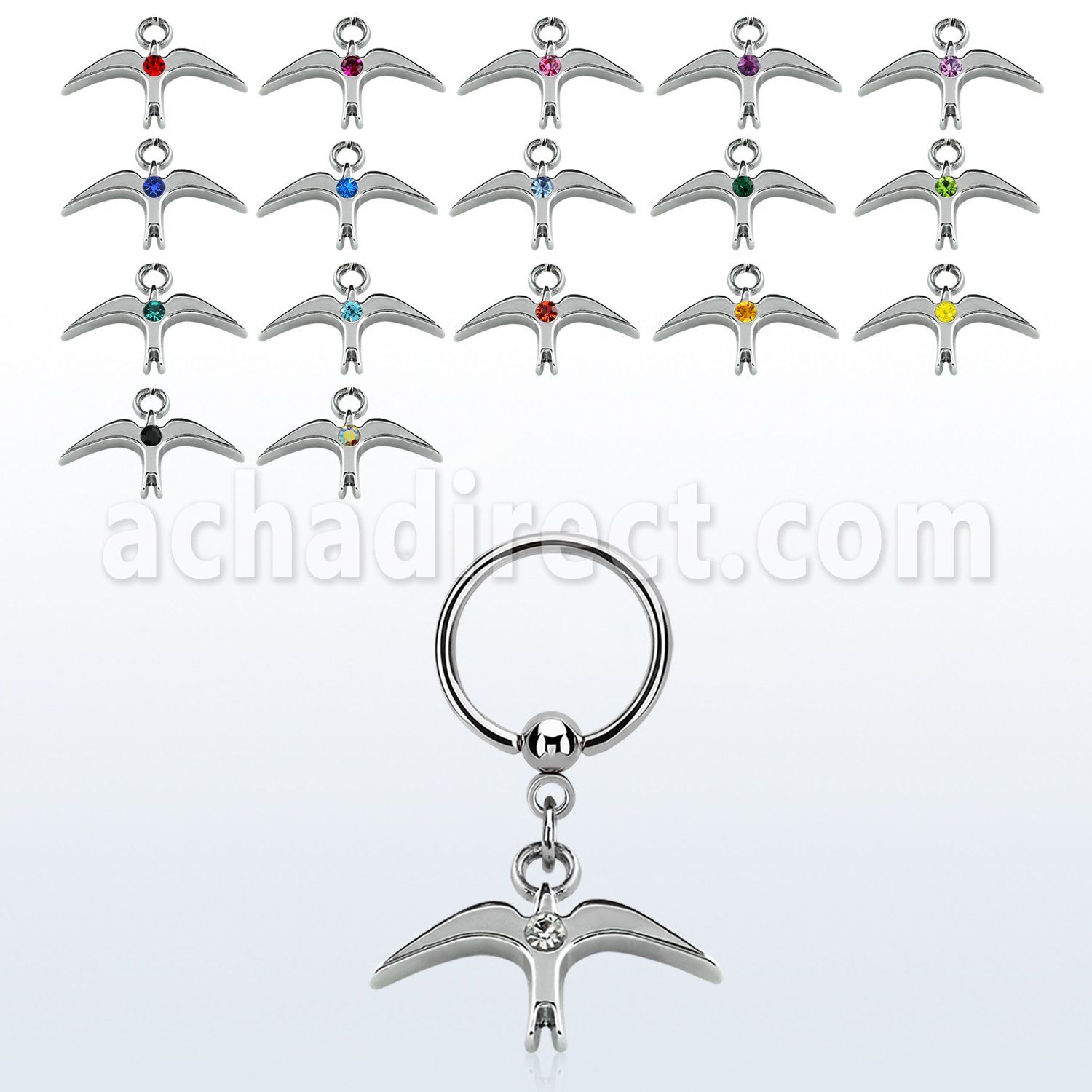 bcrs463 aro bola presion acero 316l pajaro liso colgado cristal centro distribuidor