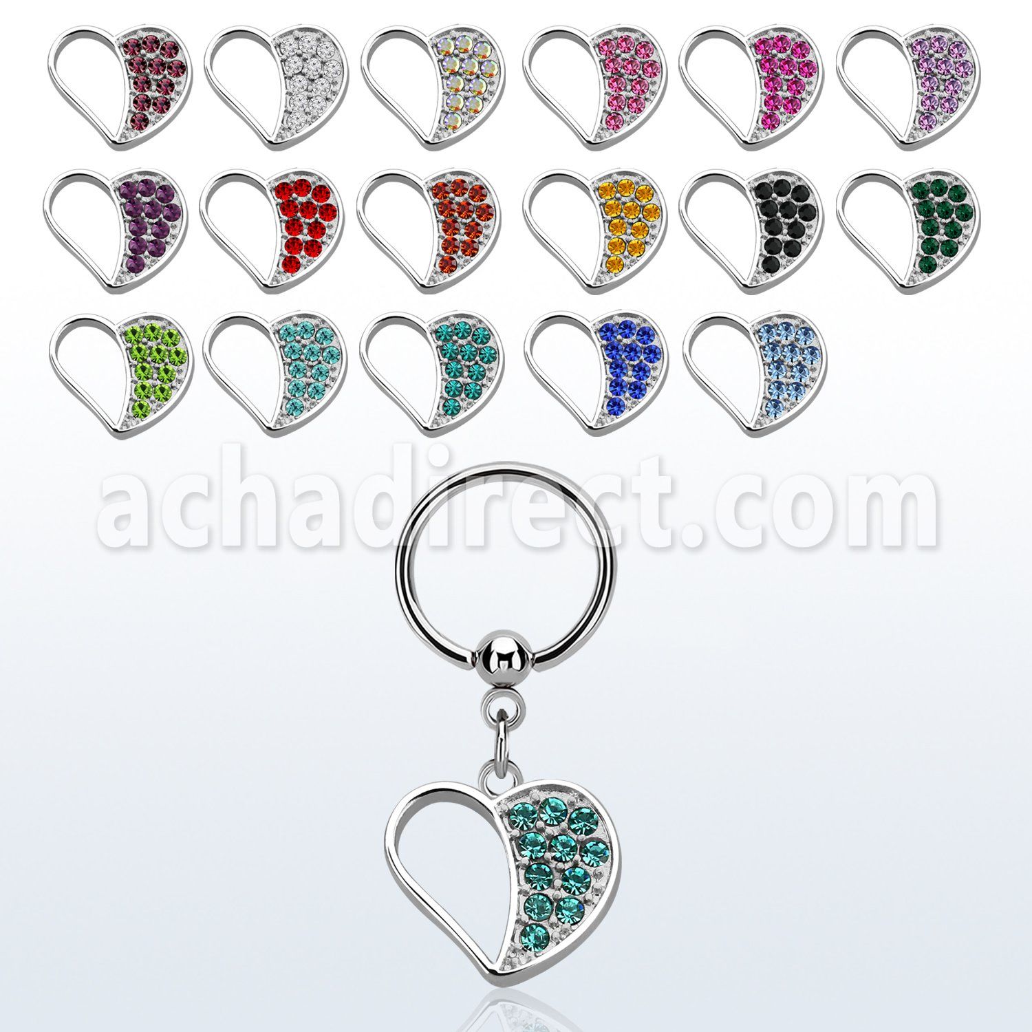 bcrs494 aro bola presion acero 316l corazon colgado cristal distribuidor