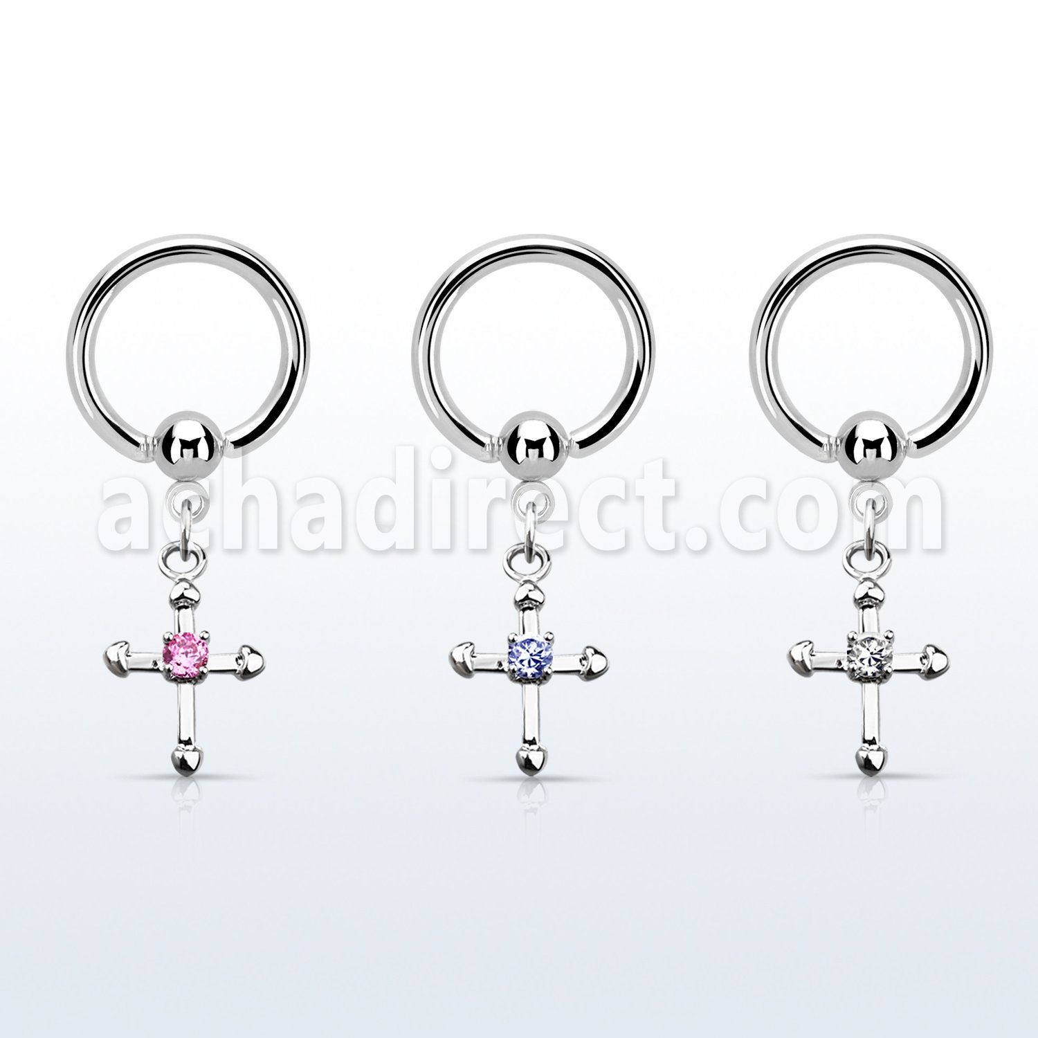 bcrsz14s aro bola presion acero 316l cruz colgado zirconia centro venta