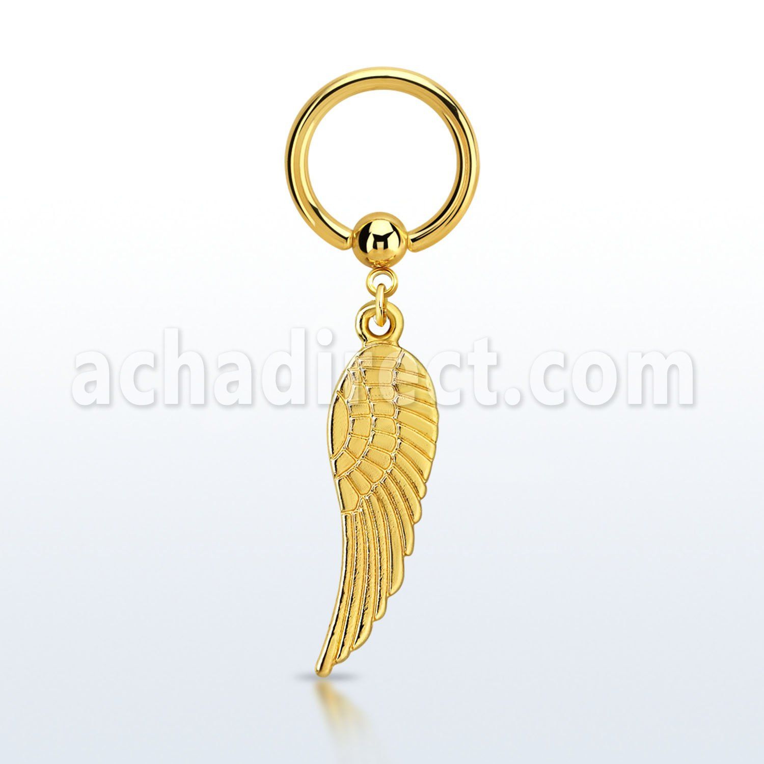 bcrtg584 aro bola presion acero 316l pvd dorado las alas pajaro lisas colgado al por mayor