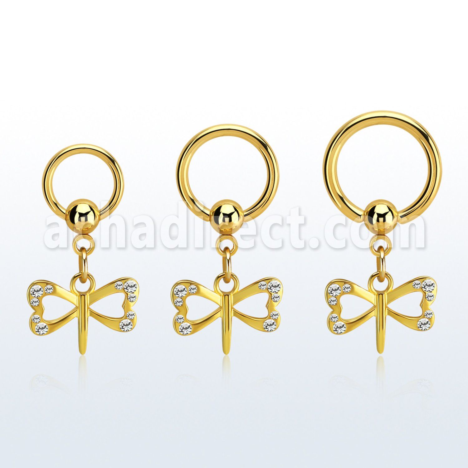 bcrtg761 aro bola presion acero chapado pvd dorado pequeno colgante cristal libelula colgante laton chapado oro