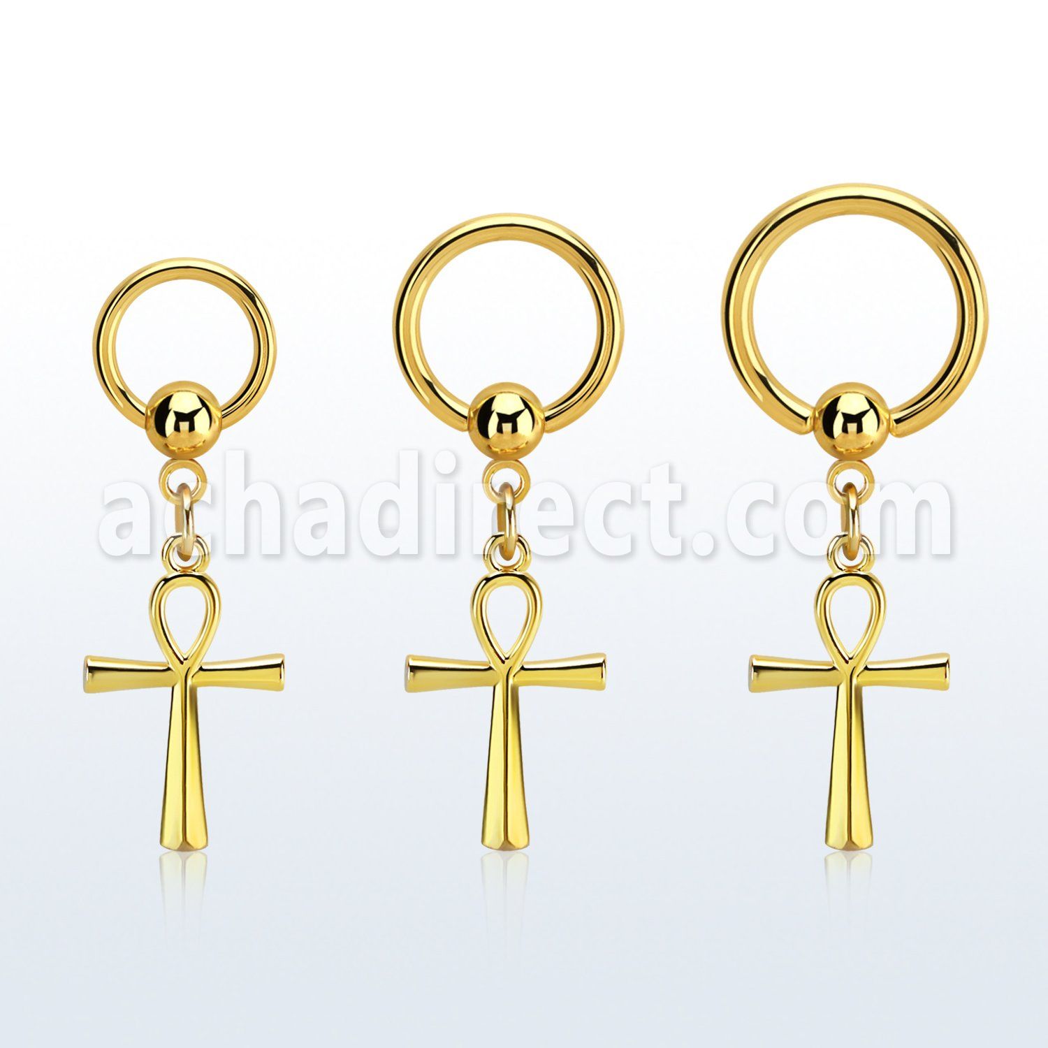bcrtg769 aro bola presion acero 316l anodizado oro colgante cruz ankh oro mayorista