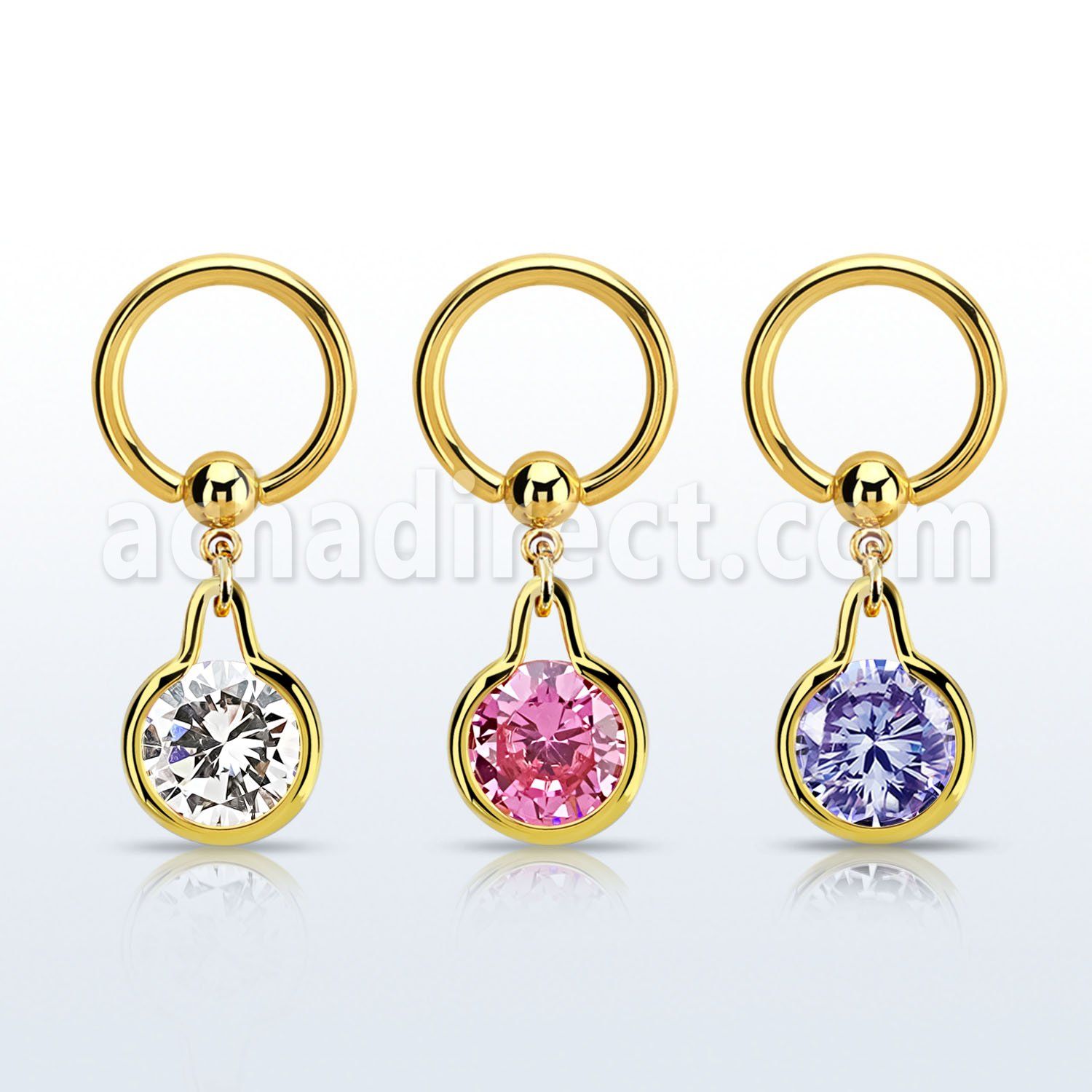 bcrtgz5 aro bola presion acero 316l pvd dorado colgante redondo zirconia medio oro venta