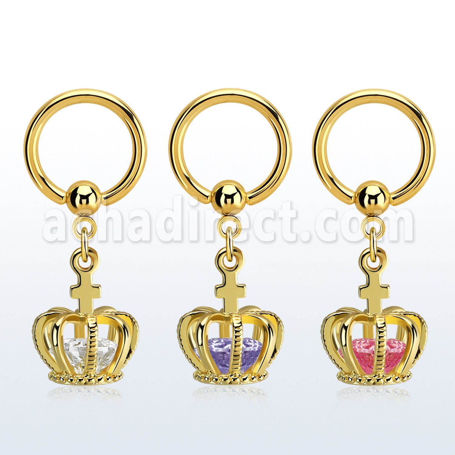 bcrtgz6 aro bola presion acero 316l pvd dorado colgante corona zirconia oro distribuidor mayorista