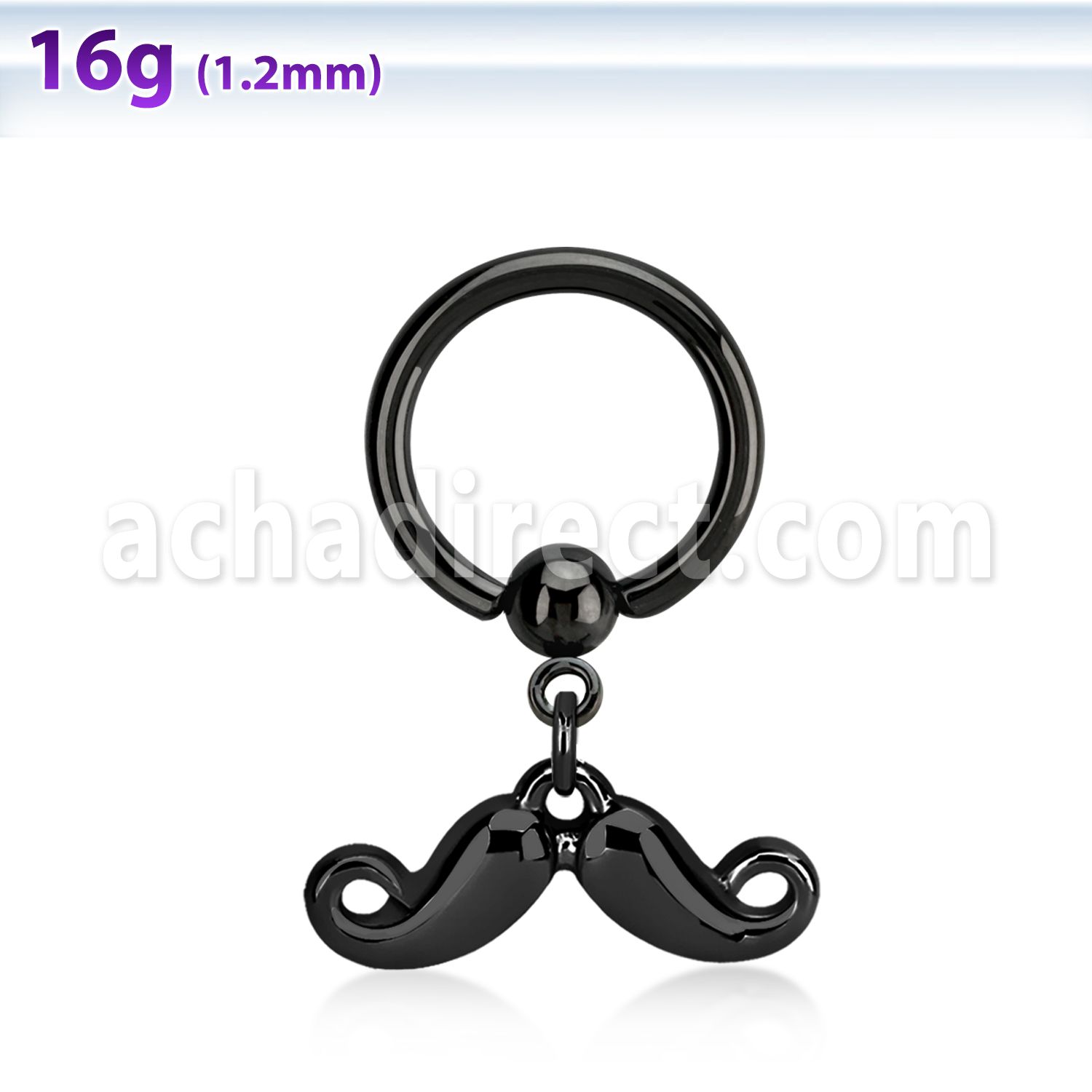 bcrts518 aro bola presion acero 316l pvd negro colgante bigote mayorista