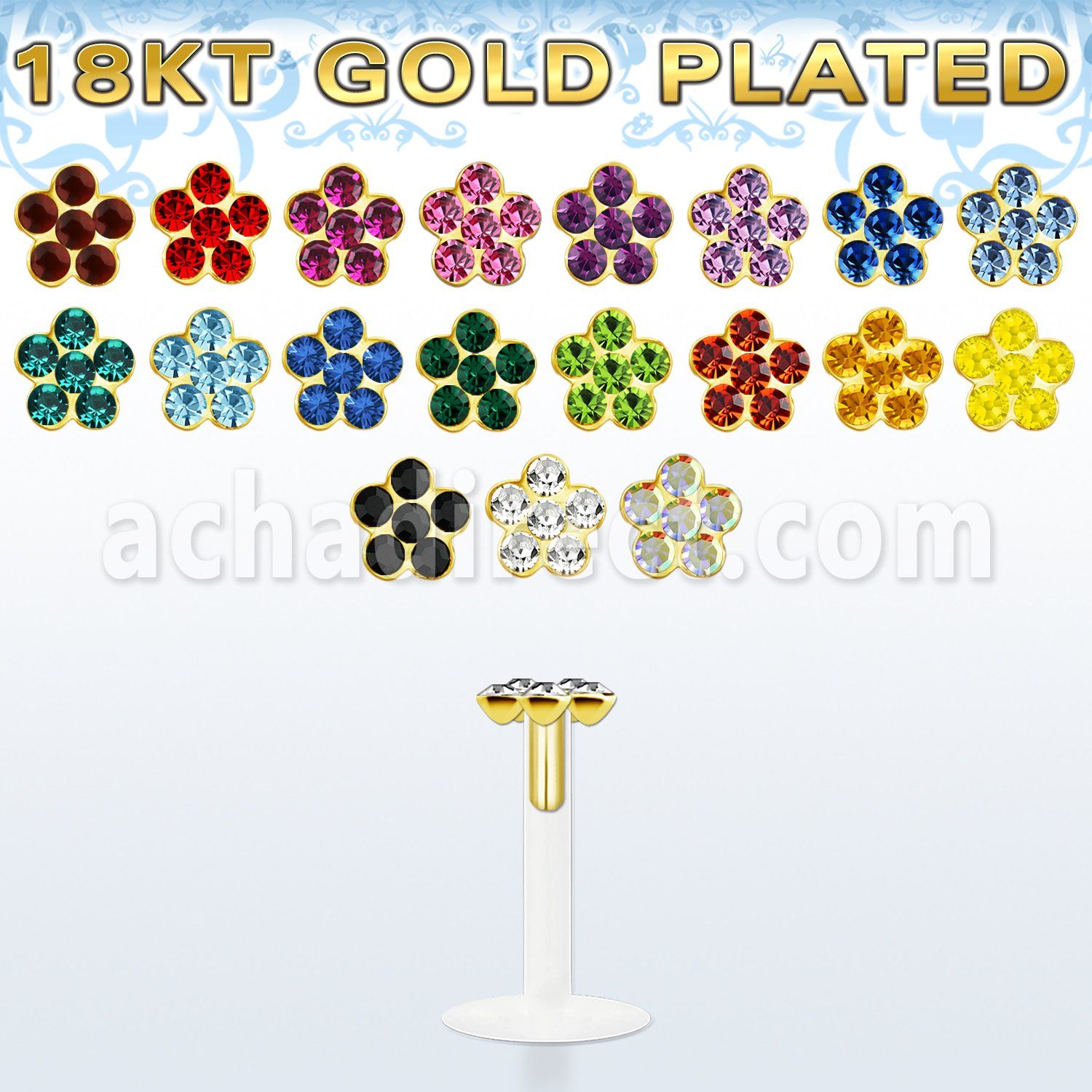 bilbfg clear bio flexible labret flower