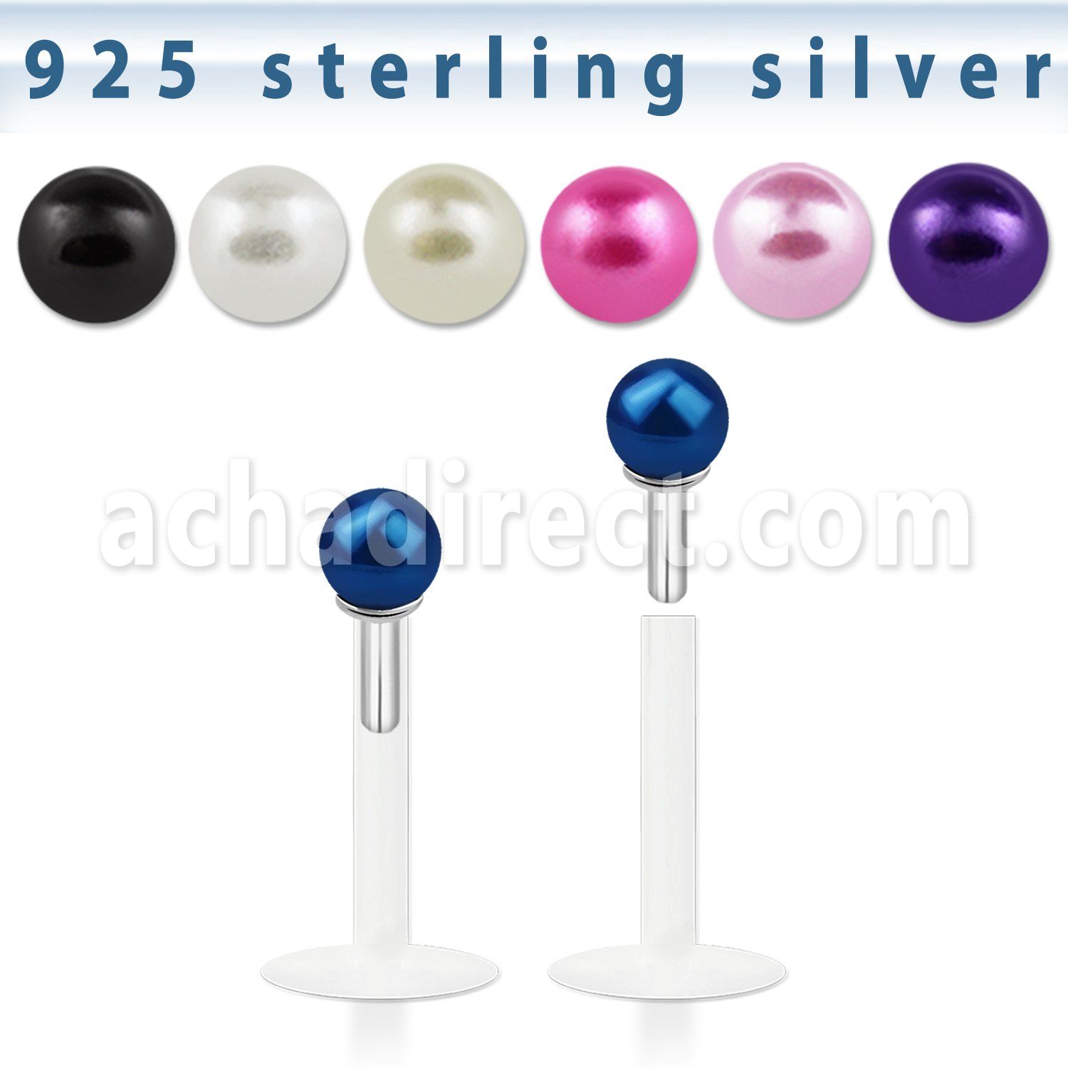 bilbpr labret bio flexible transparente plateada bola perla falsa 3mm distribuidor mayorista