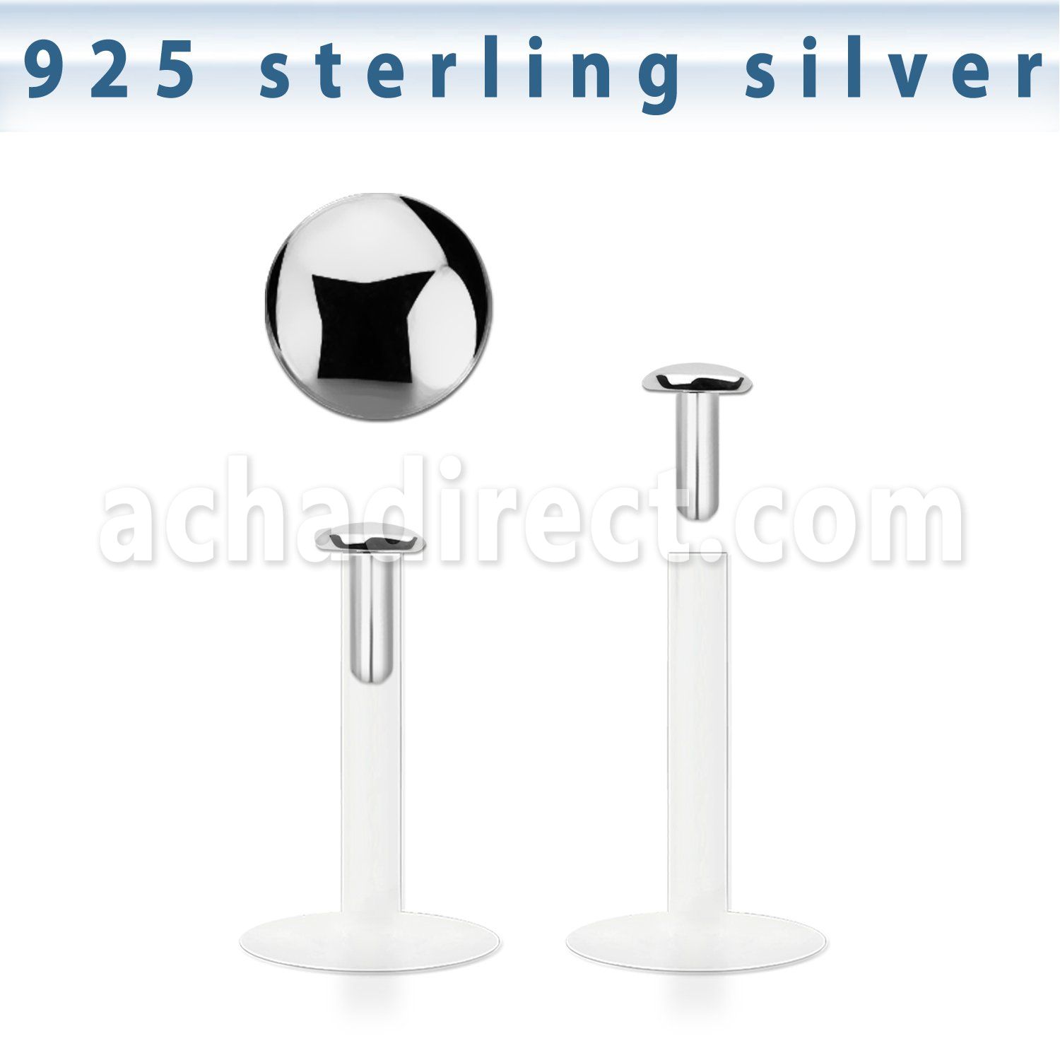 bilbrd labret bio flexible 2mm bola presion plata 925 redonda plana distribuidor mayorista