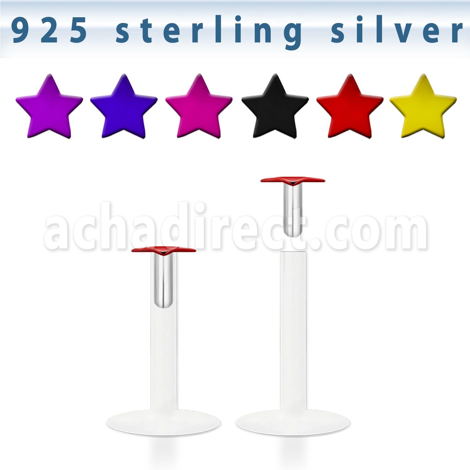 bilbsp labret bio flexible transparente estrella plata esterlina colores al por mayor