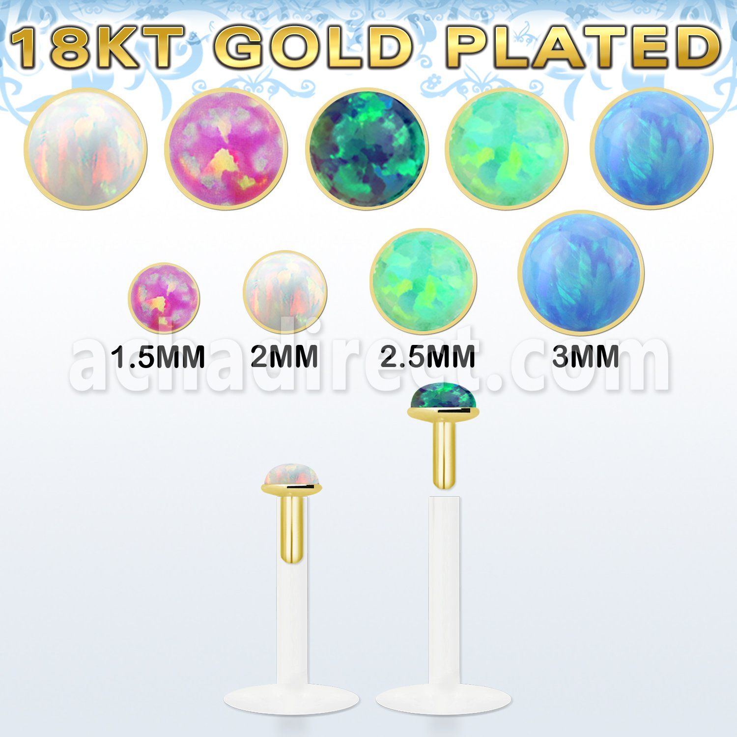 bilog clear bio flexible labret synthetic opal