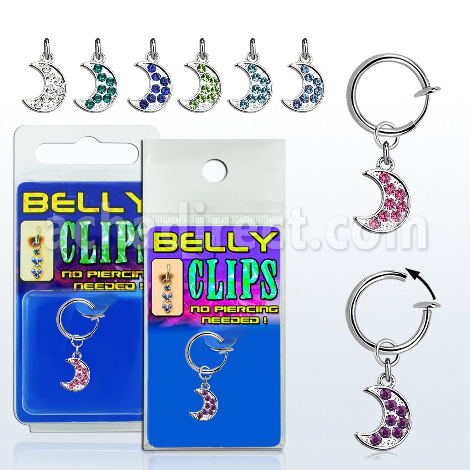 blcp401 piercing falso clip ombligo luna cristal 1 pieza venta