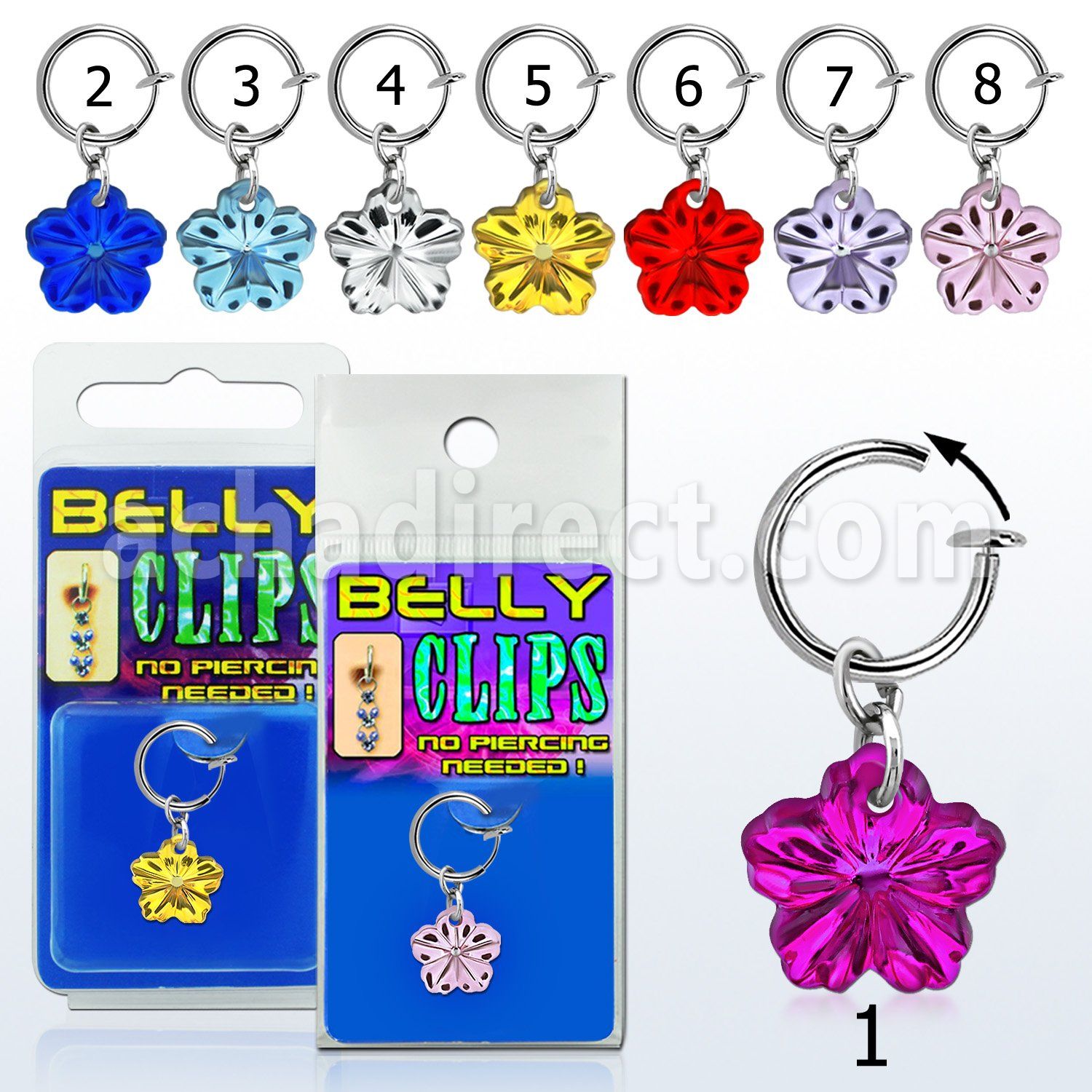 blcpt101 clip ombligo falso flor acrilica 1 pieza distribuidor