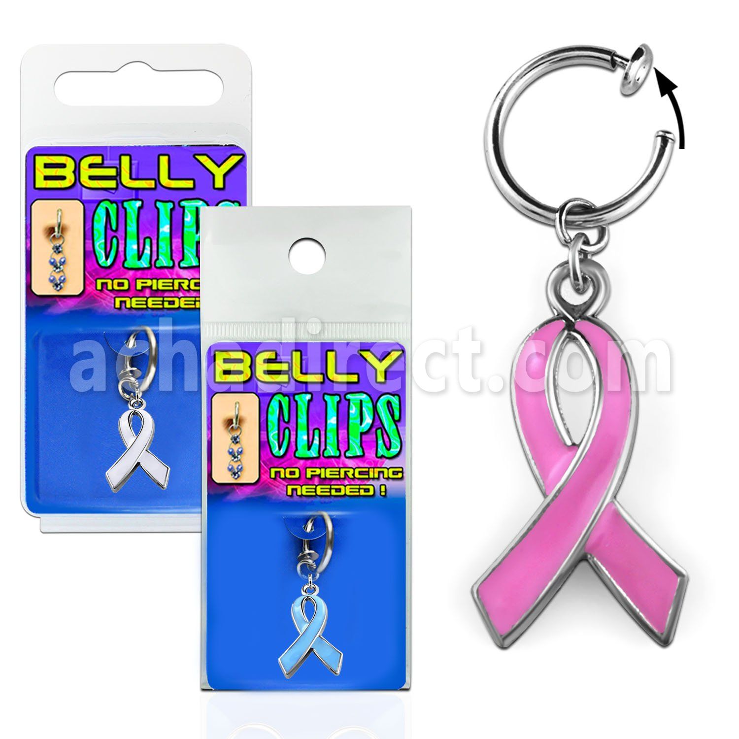 blcpt105 piercing falso clip ombligo lazo rosa colgado 1 pieza mayorista