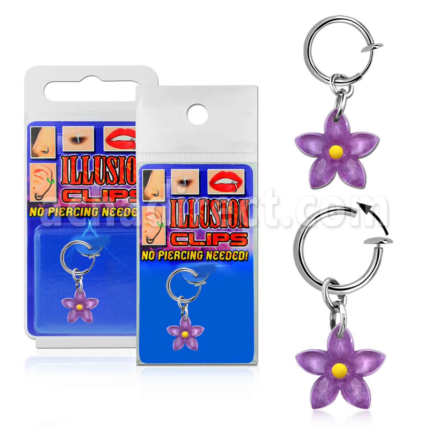 blcpt113 piercing falso clip ombligo flor acrilica 1 pieza mayorista