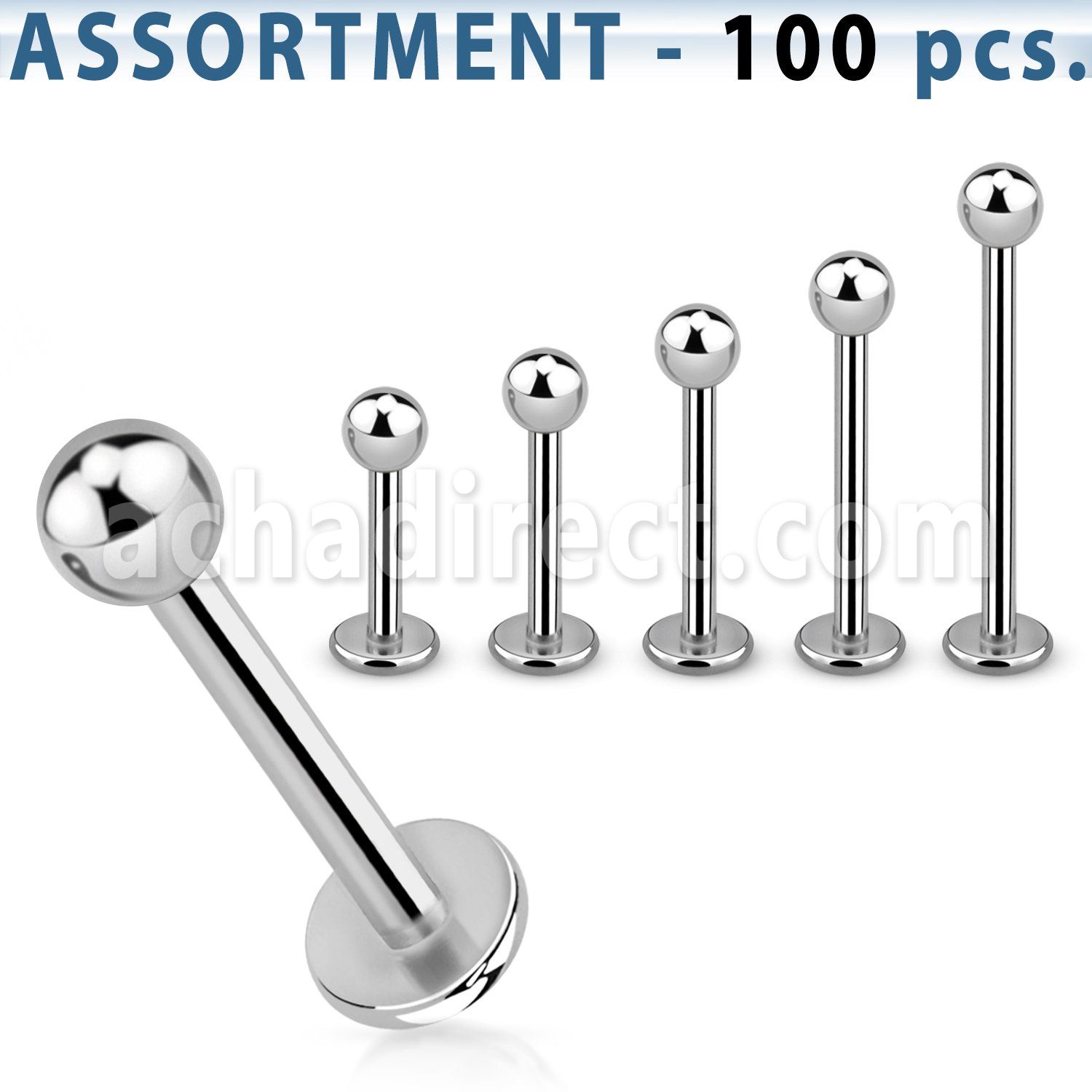 blk03a surtido piercings 100 labrets acero quirurgico bola 3mm venta