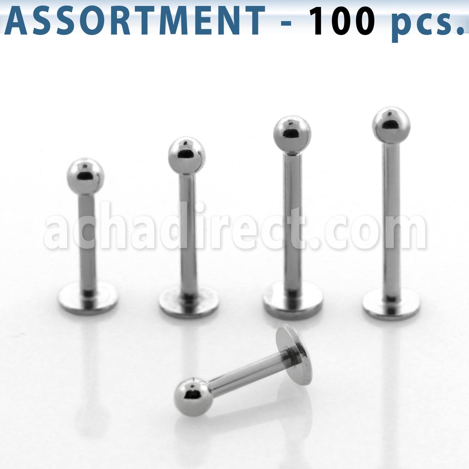 blk03b surtido piercings 100 labrets acero quirurgico bola 2 5mm al por mayor