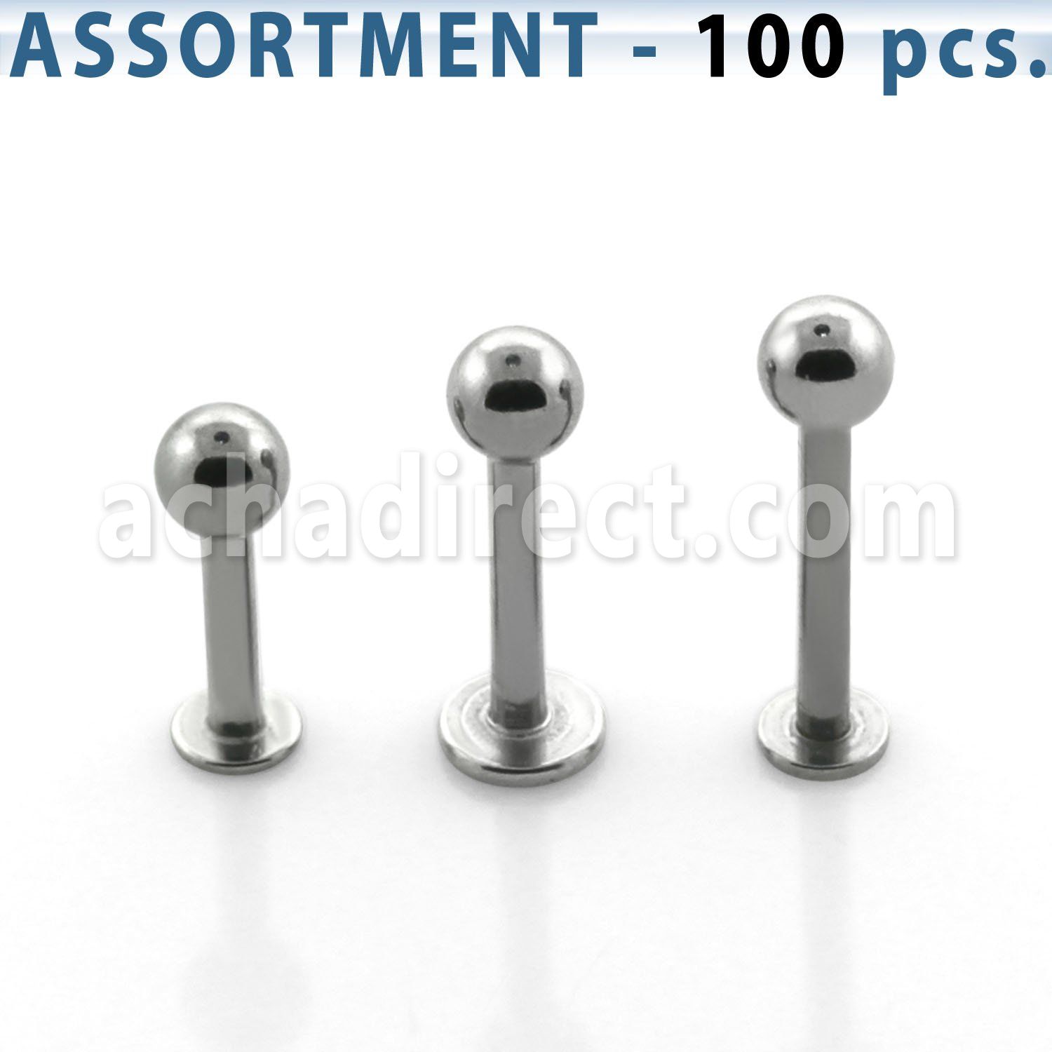 blk03c surtido piercings 100 labrets acero quirurgico bola 4mm venta