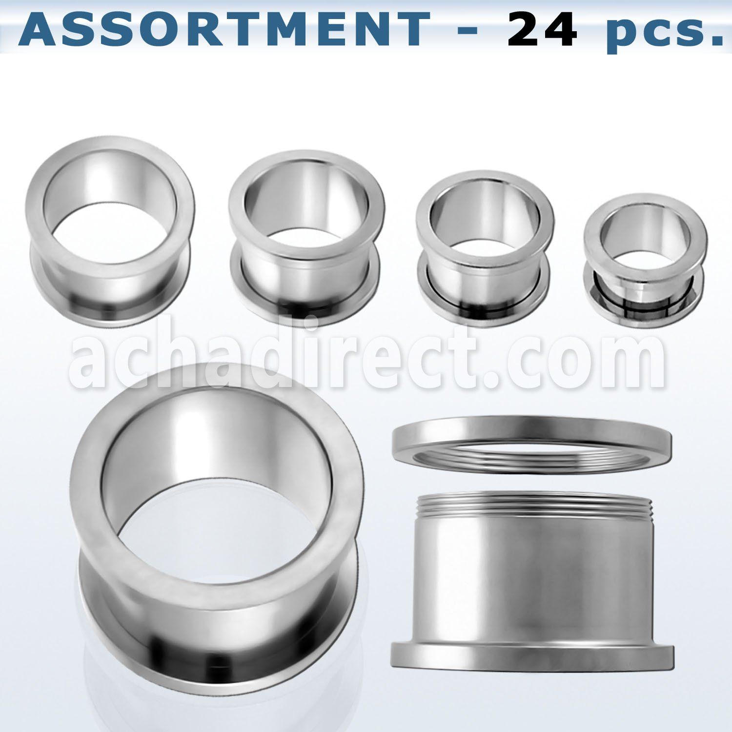 blk08 surtido piercings 24 dilataciones tunel acero quirurgico brillo espejo mayorista