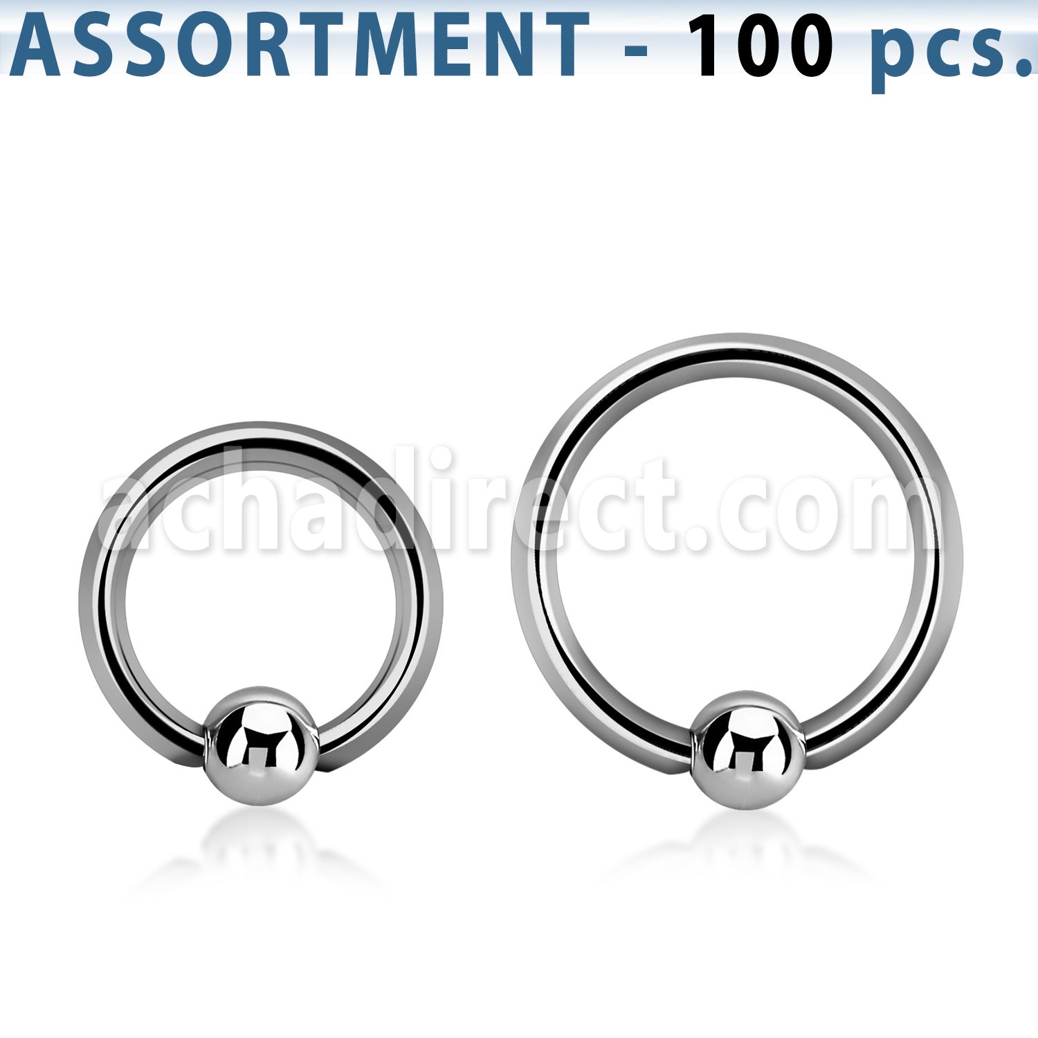 blk106 surtido piercings 100 aros bola presion acero quirurgico bola 3mm 6mm 14mm mayorista