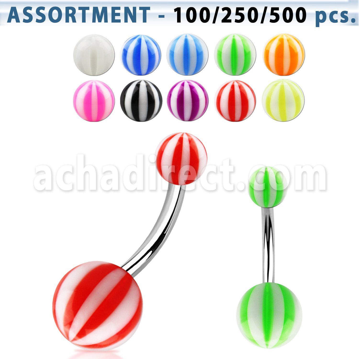 blk134 surtido piercings surtido piercings ombligo acero quierurgico bolas acrilicas pelota playa 5 8mm 10mm mayorista