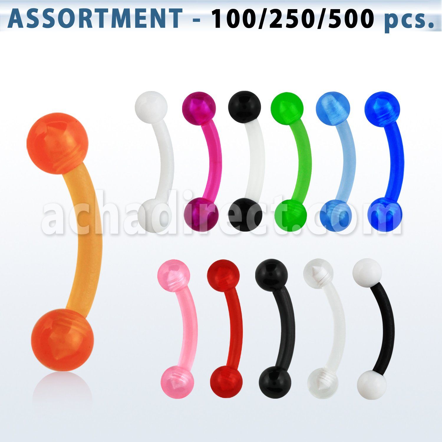 blk145 surtido piercings surtido 500 200 100 bananas ceja acrilico uv bolas acrilicas 3mm 8mm al por mayor