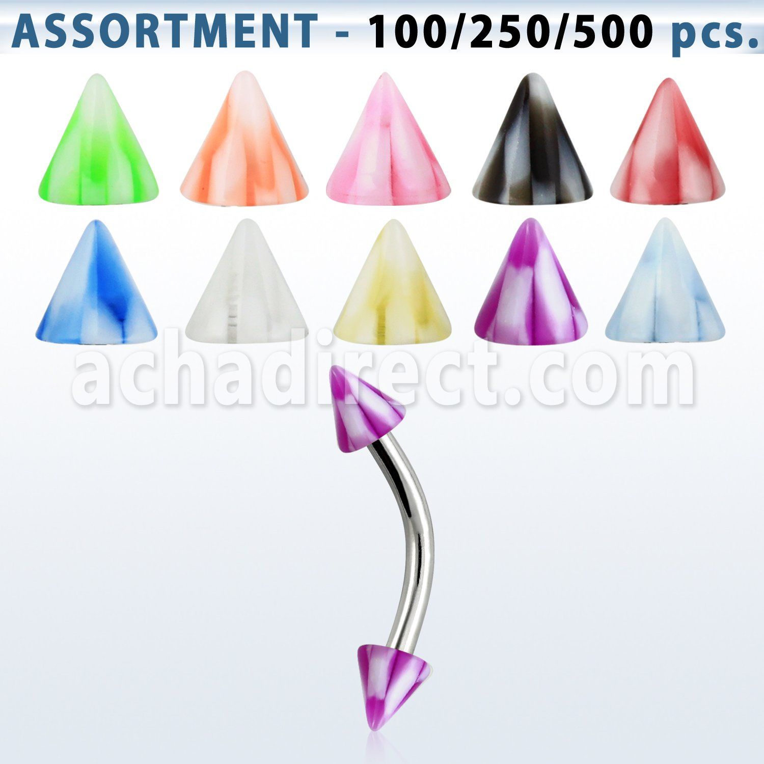 blk149 surtido piercings surtido 500 200 100 bananas ceja acero quirurgico bolas acrilicas cuadros 3mm 8mm al por mayor