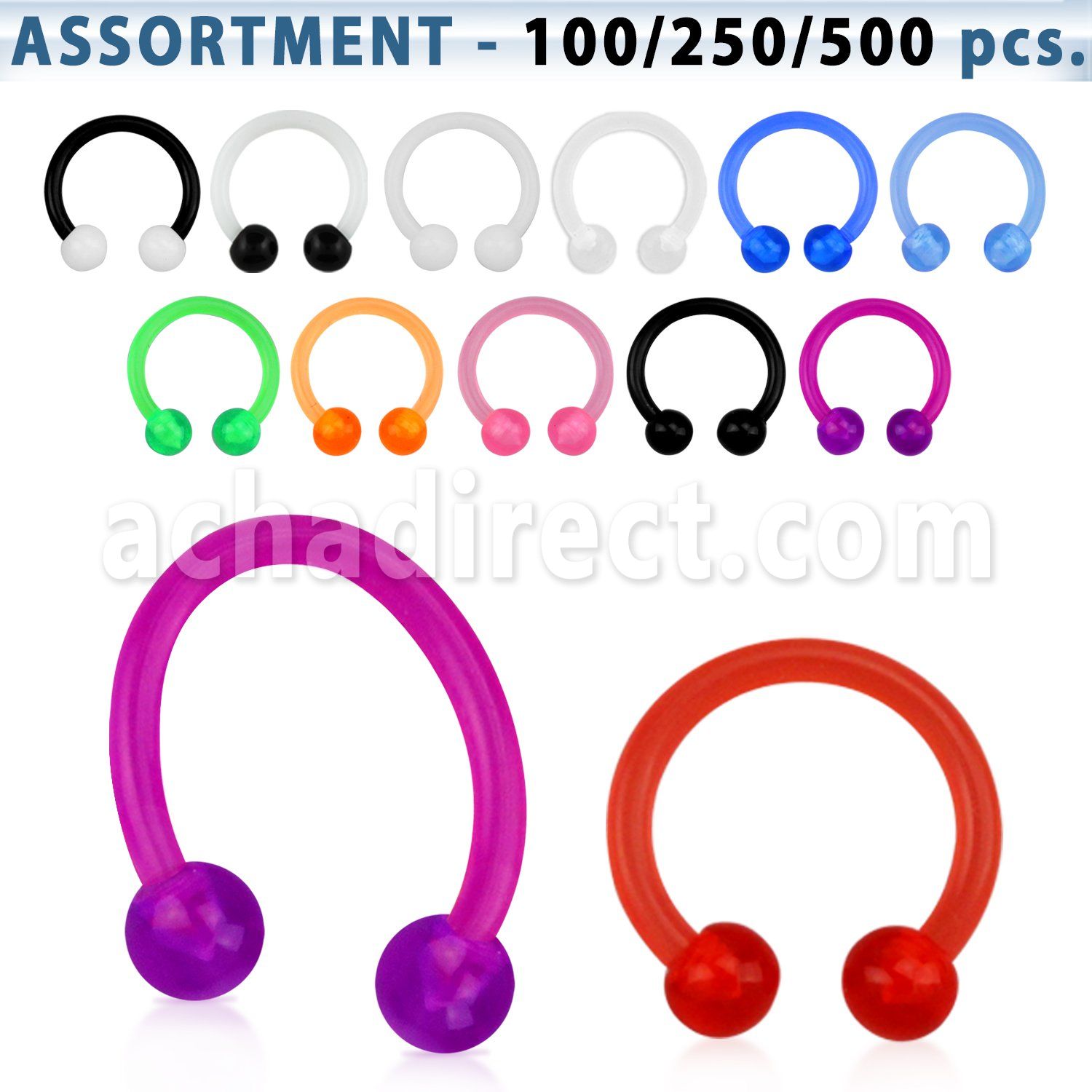 blk157 surtido piercings barbells circulares variados 500 200 100 acrilico uv bolas acrilicas 3mm diametro 8mm 10mm venta