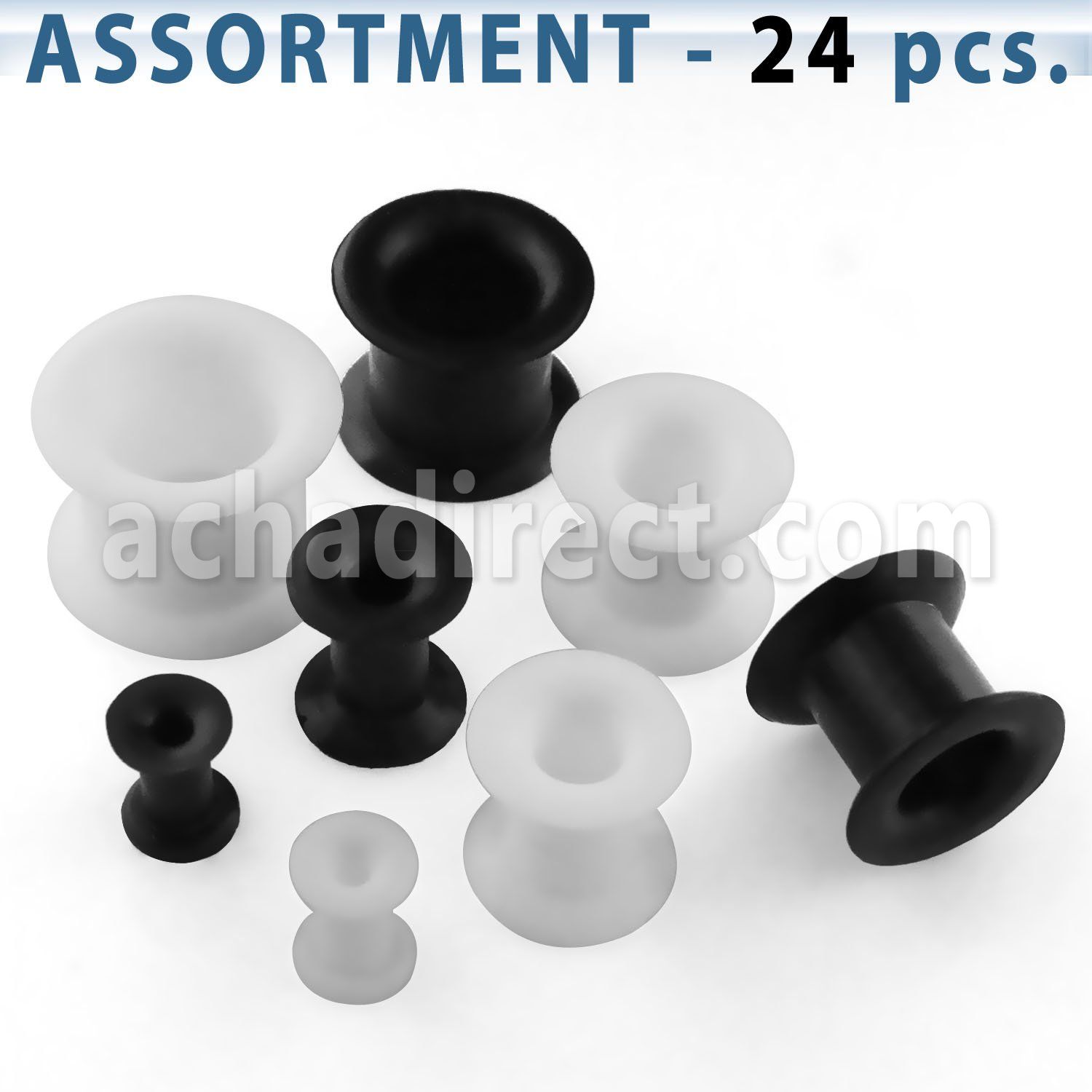 blk184 surtido piercings 24 dilataciones tunel doble flare silicona delgada negra blanca venta