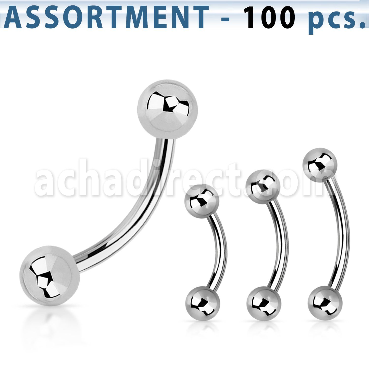 blk18a surtido piercings pack 100 bananas ceja acero quirurgico bolas 3mm venta