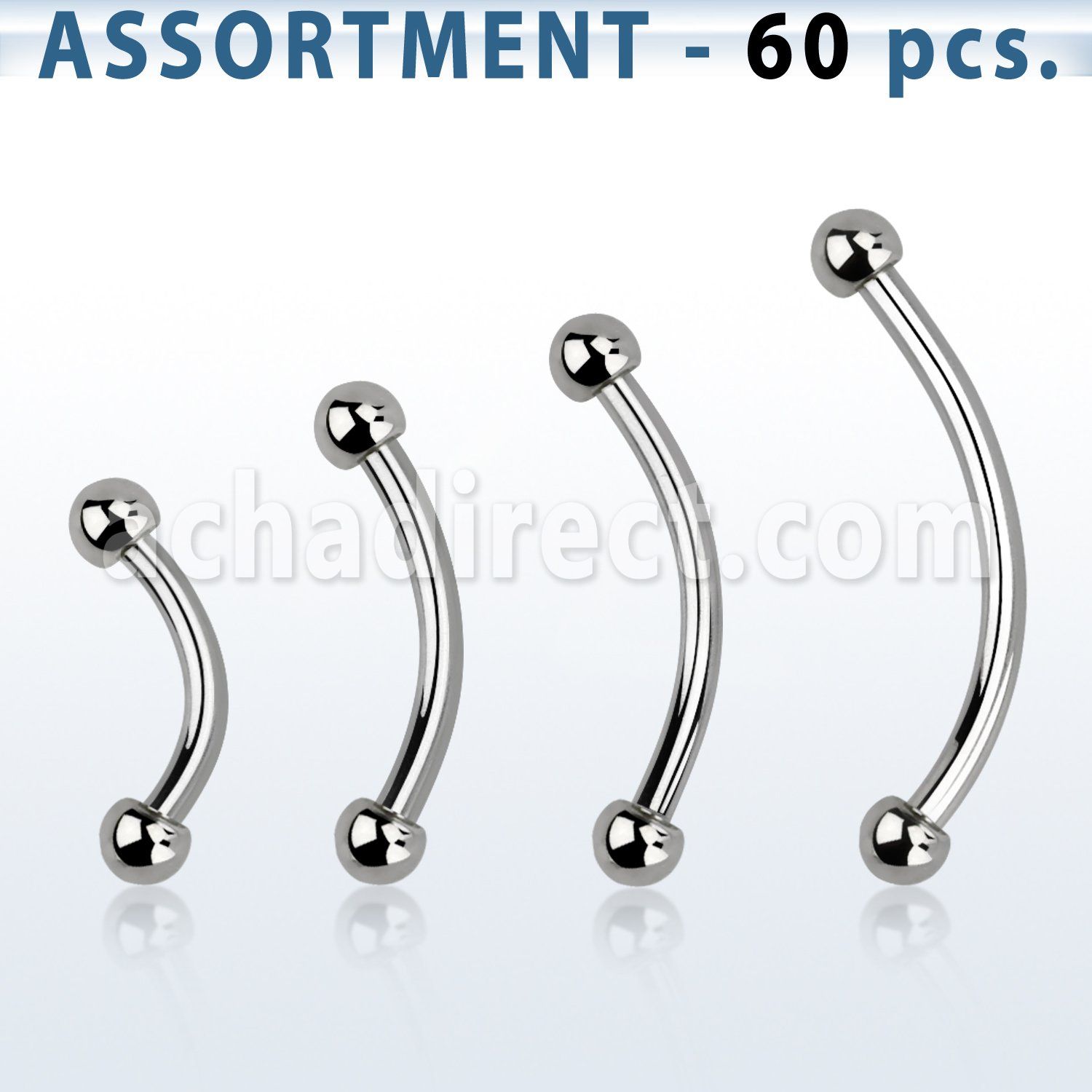 blk18c surtido piercings pack 60 bananas ceja acero quirurgico 1mm bolas 2mm distribuidor