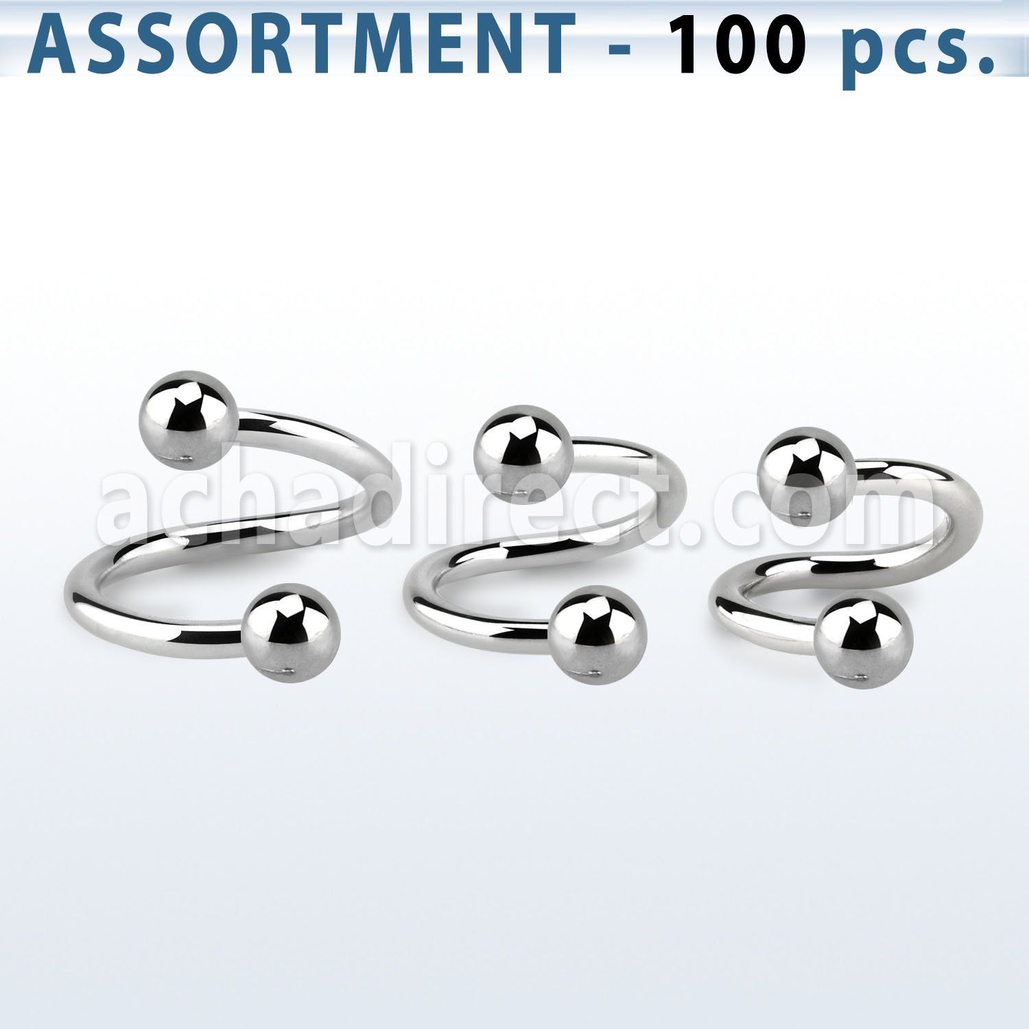 blk219a surtido piercings 100 espirales acero quirurgico bolas 3mm distribuidor mayorista