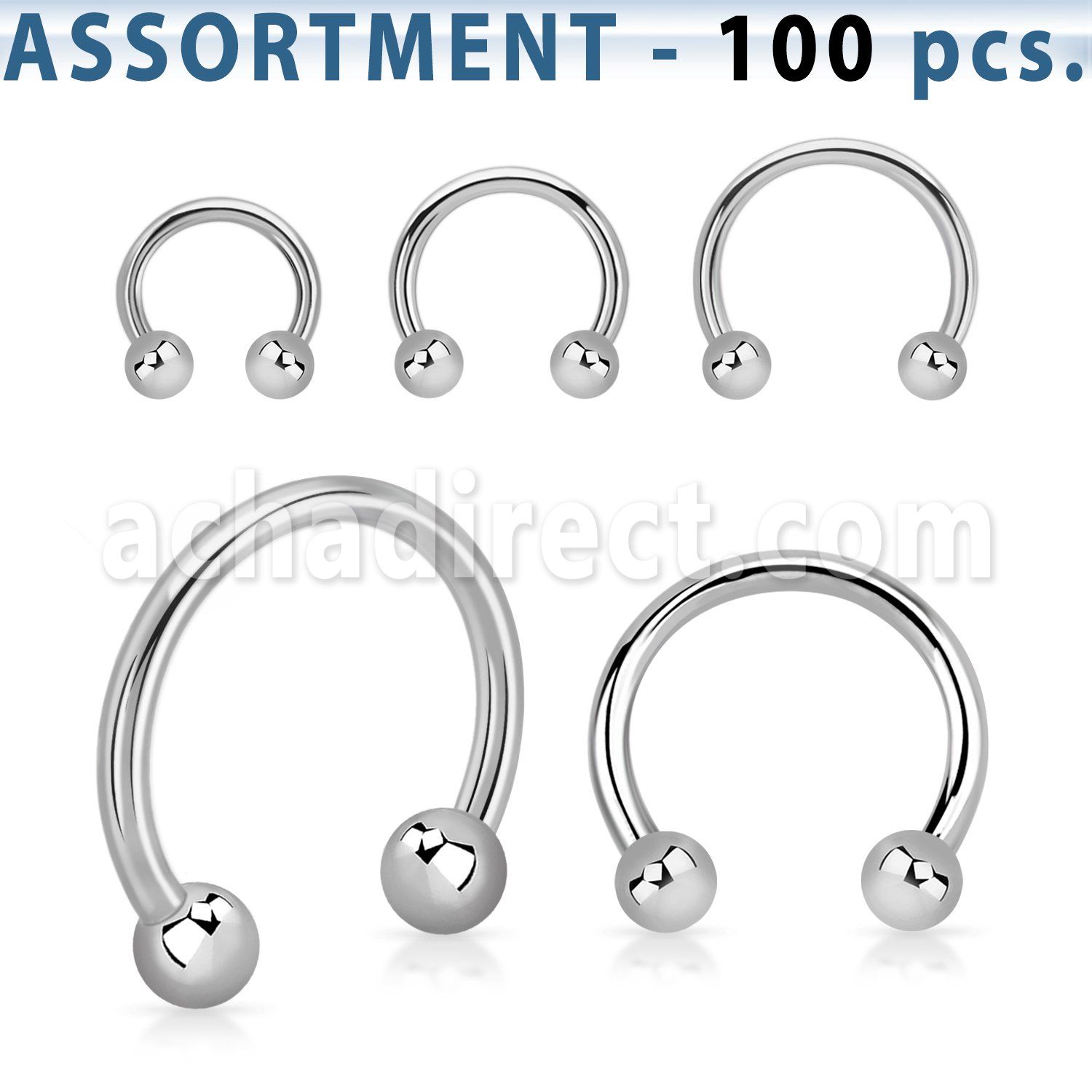 blk22a surtido piercings 100 barbells circulares ceja acero quirurgico bolas 3mm venta