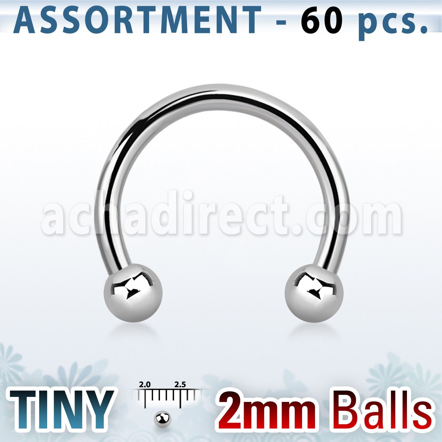 blk22c surtido piercings 60 barbells circulares ceja acero quirurgico 1mm bolas 2mm distribuidor