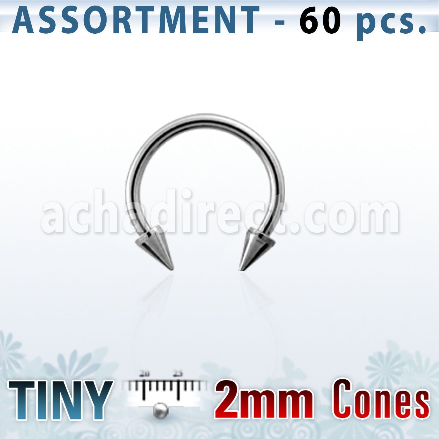 blk23c surtido piercings 60 barbells circulares ceja acero quirurgico 1mm conos 2mm venta