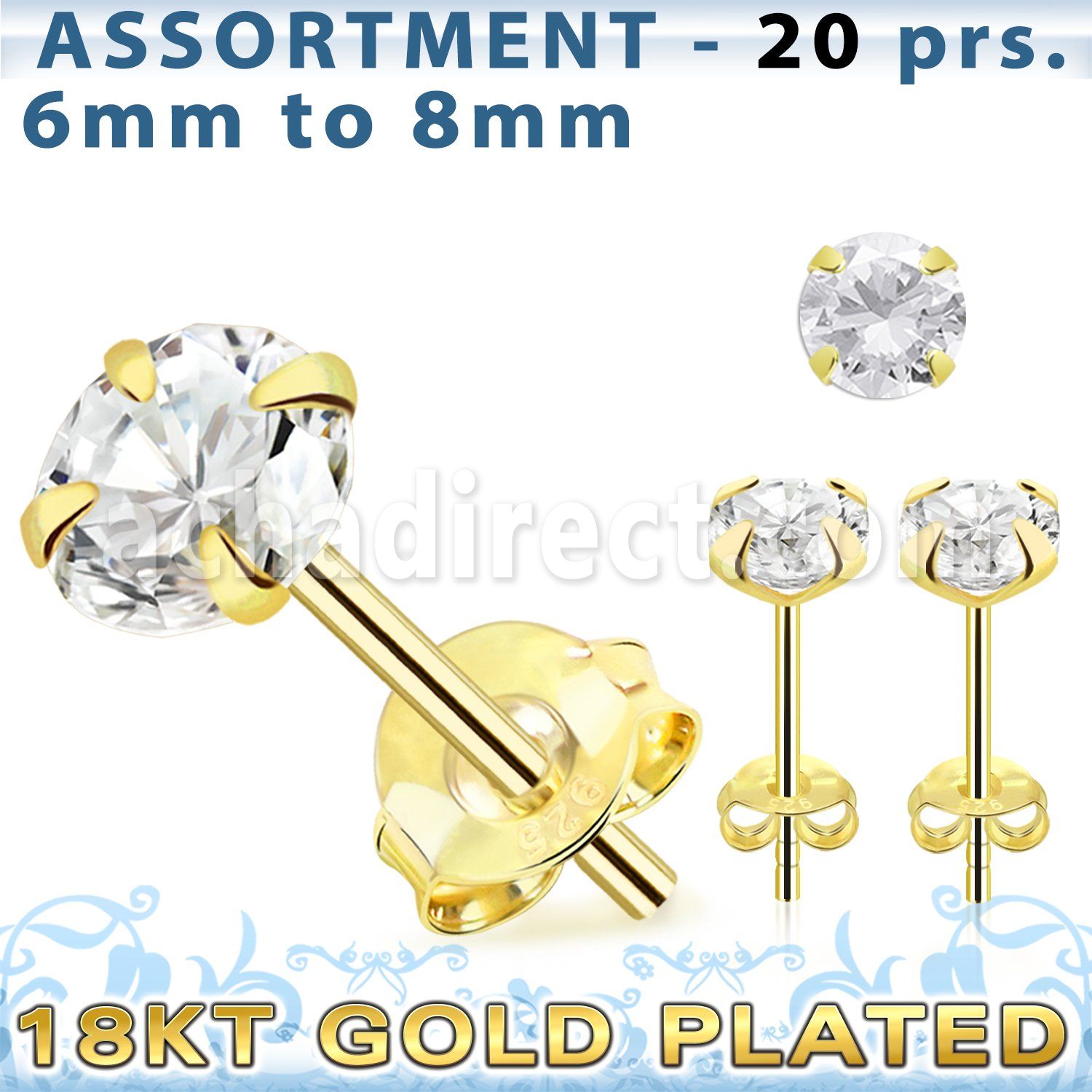 blk266m surtido piercings plata 20 pares piercings oreja plata esterlina 925 oro 18 kts zirconia redonda venta