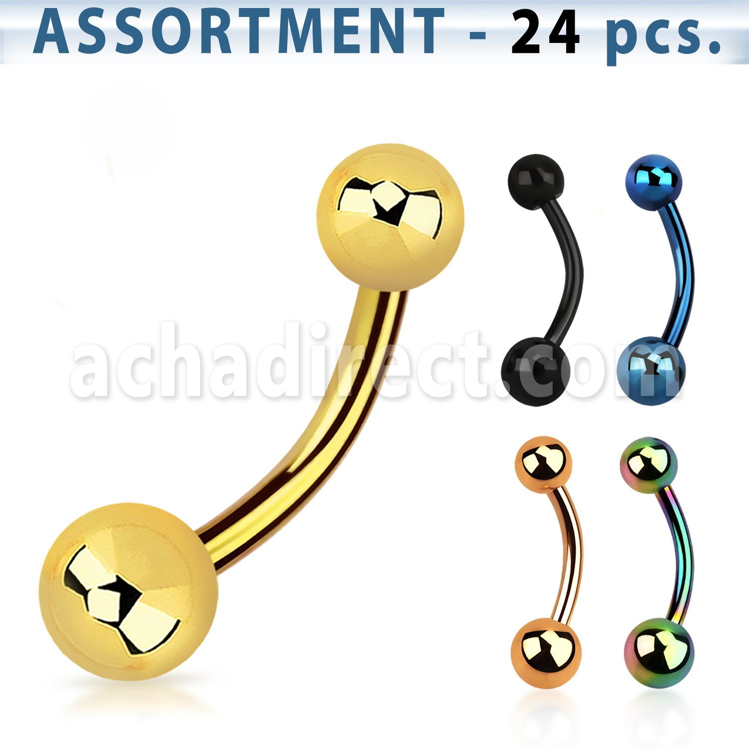 blk277 surtido piercings 24 piercings ombligo acero quirurgico anodizado bolas 5 6mm mayorista