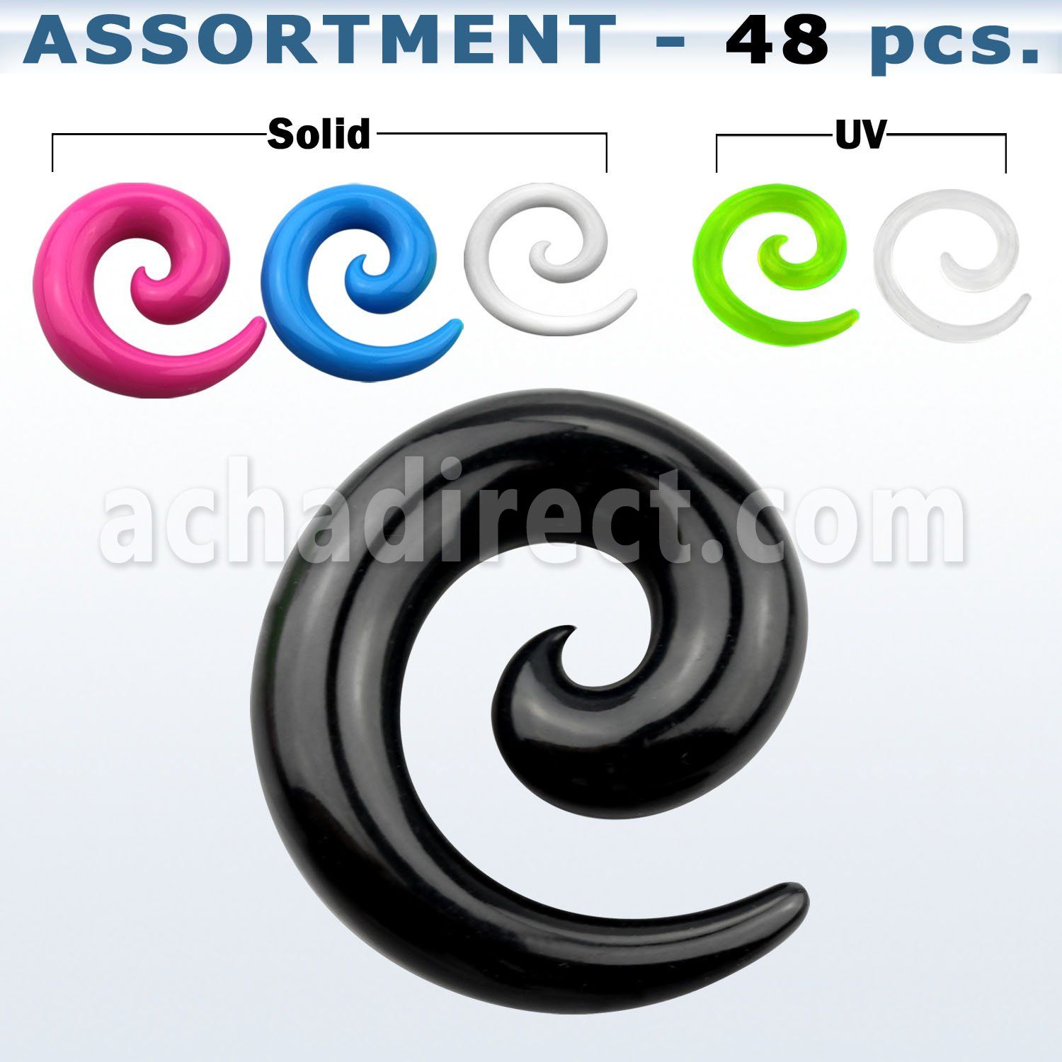 blk286 surtido piercings 48 expansores espiral acrilicos distribuidor mayorista