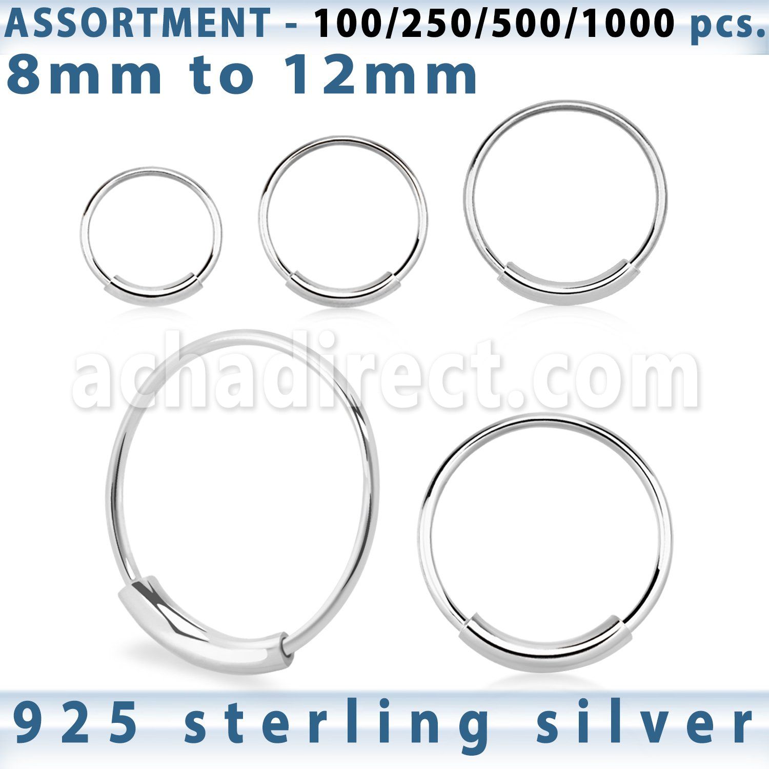 blk289 surtido por mayor aros nariz plata aros nariz continuos plata 925 0 6mm 8mm 12mm al por mayor