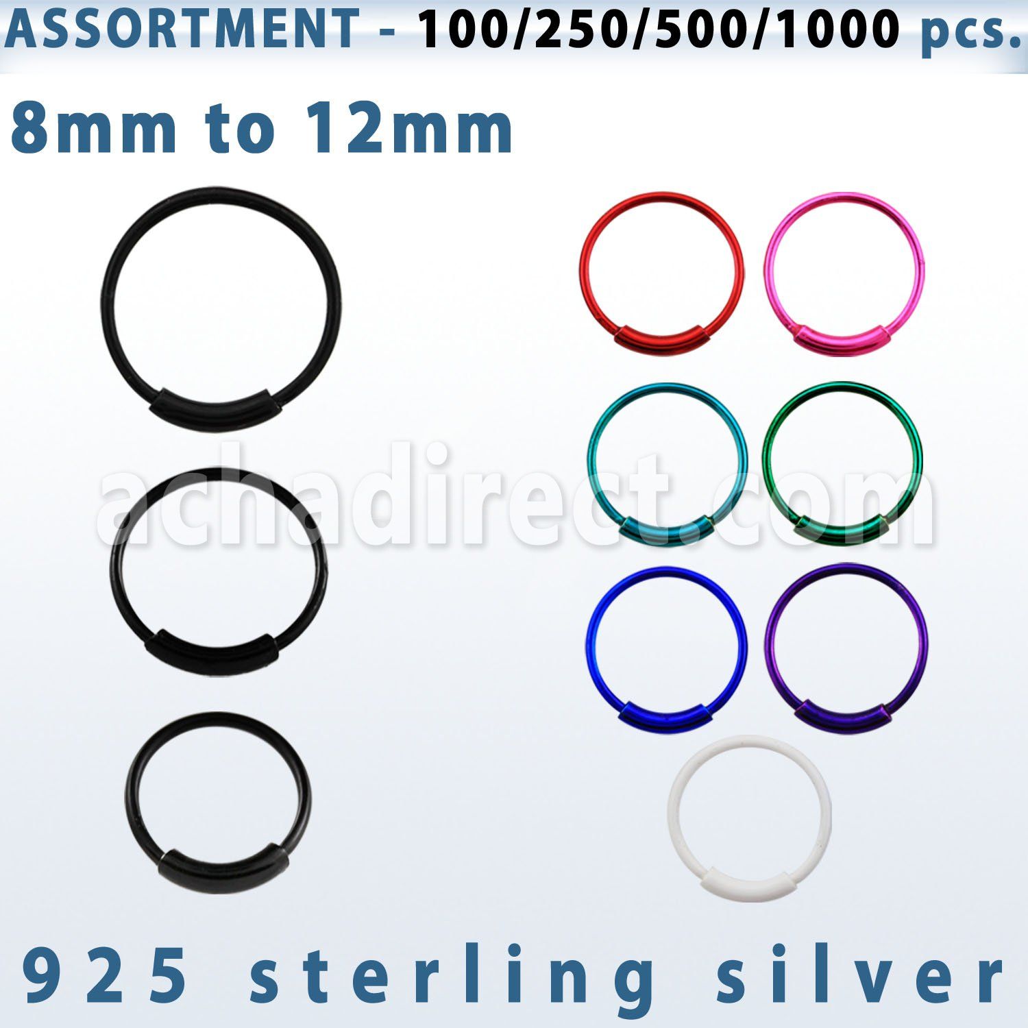 blk293 surtido por mayor aros nariz plata aros nariz continuos plata 925 colores 0 6mm mayorista