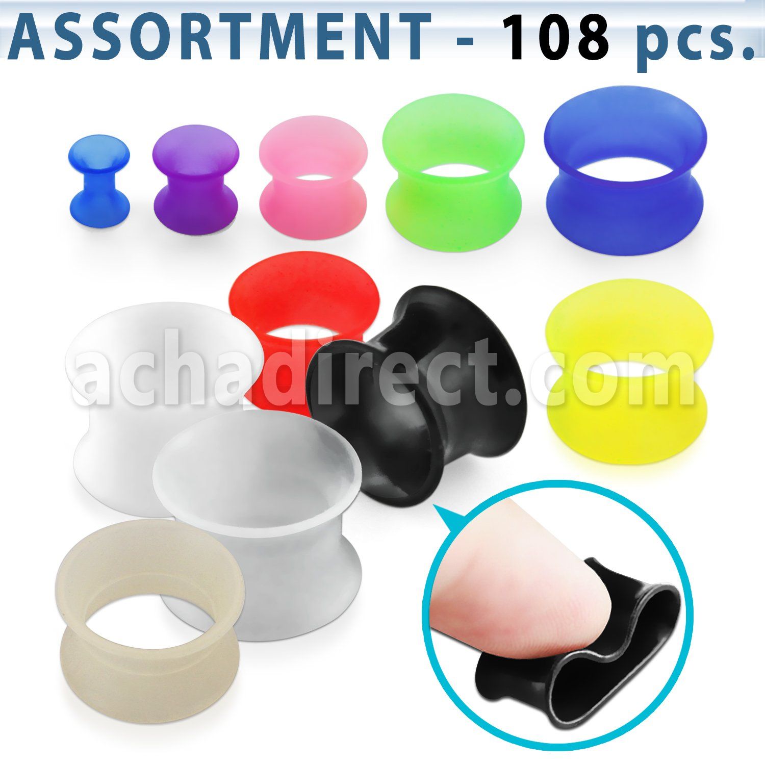 blk296 surtido piercings 108 dilataciones tunel silicona ultra delgada distribuidor
