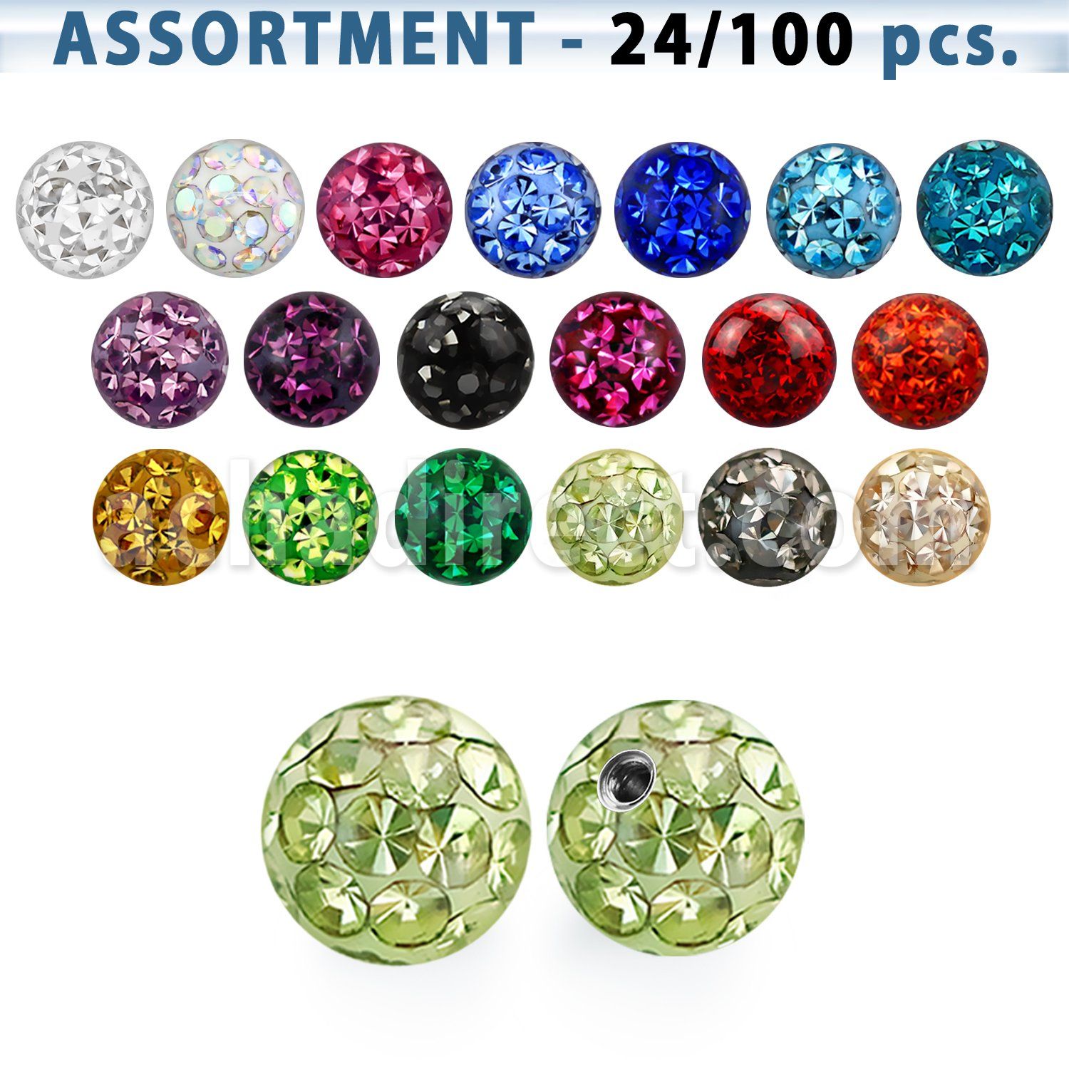 blk315 surtido piercings 24 100 bolas multi cristal 4mm rosca . el precio es tan bajo como 1 34$ por pieza mayorista