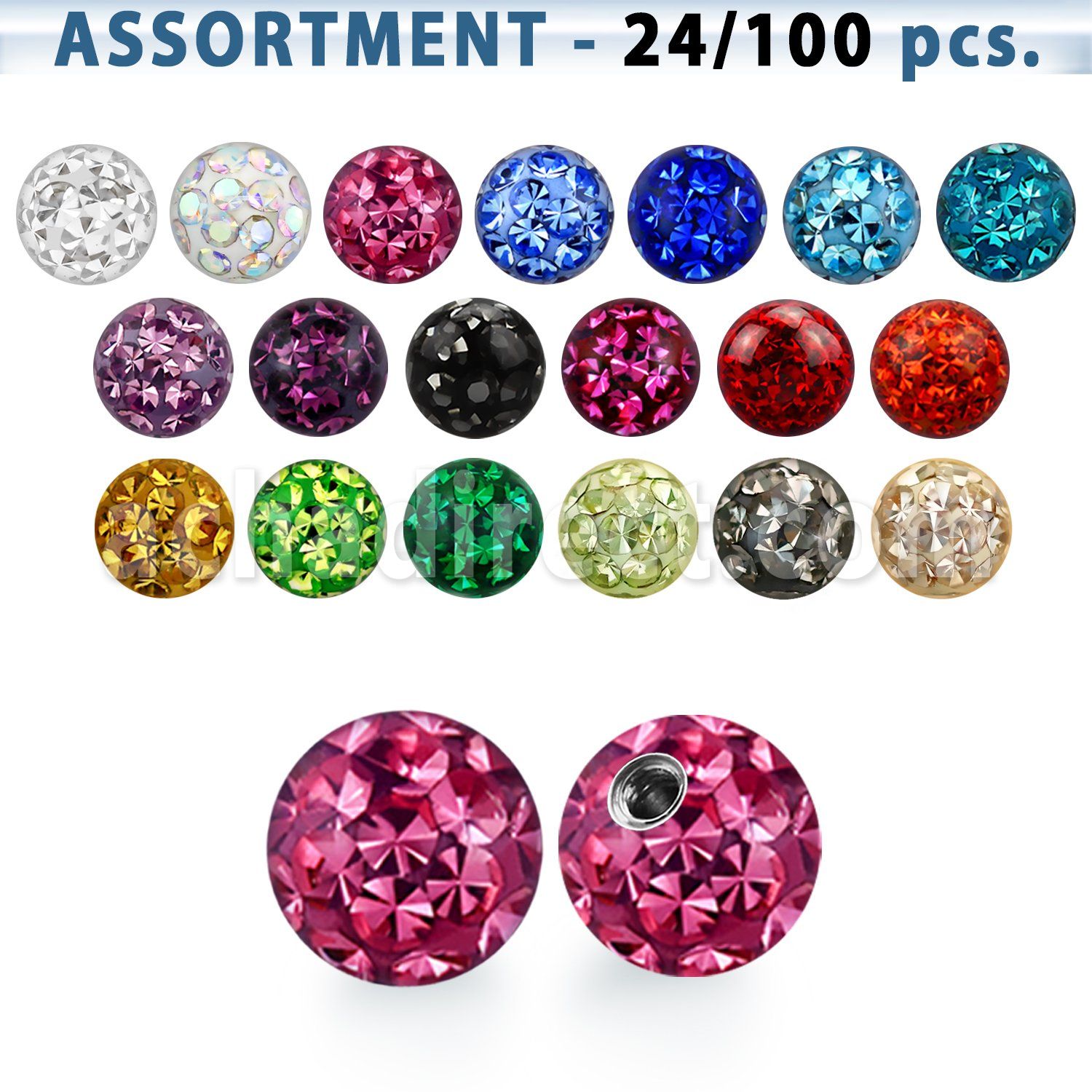 blk316 surtido piercings 24 100 bolas multi cristal 4mm rosca . el precio es tan bajo como 1 34$ por pieza distribuidor mayorista